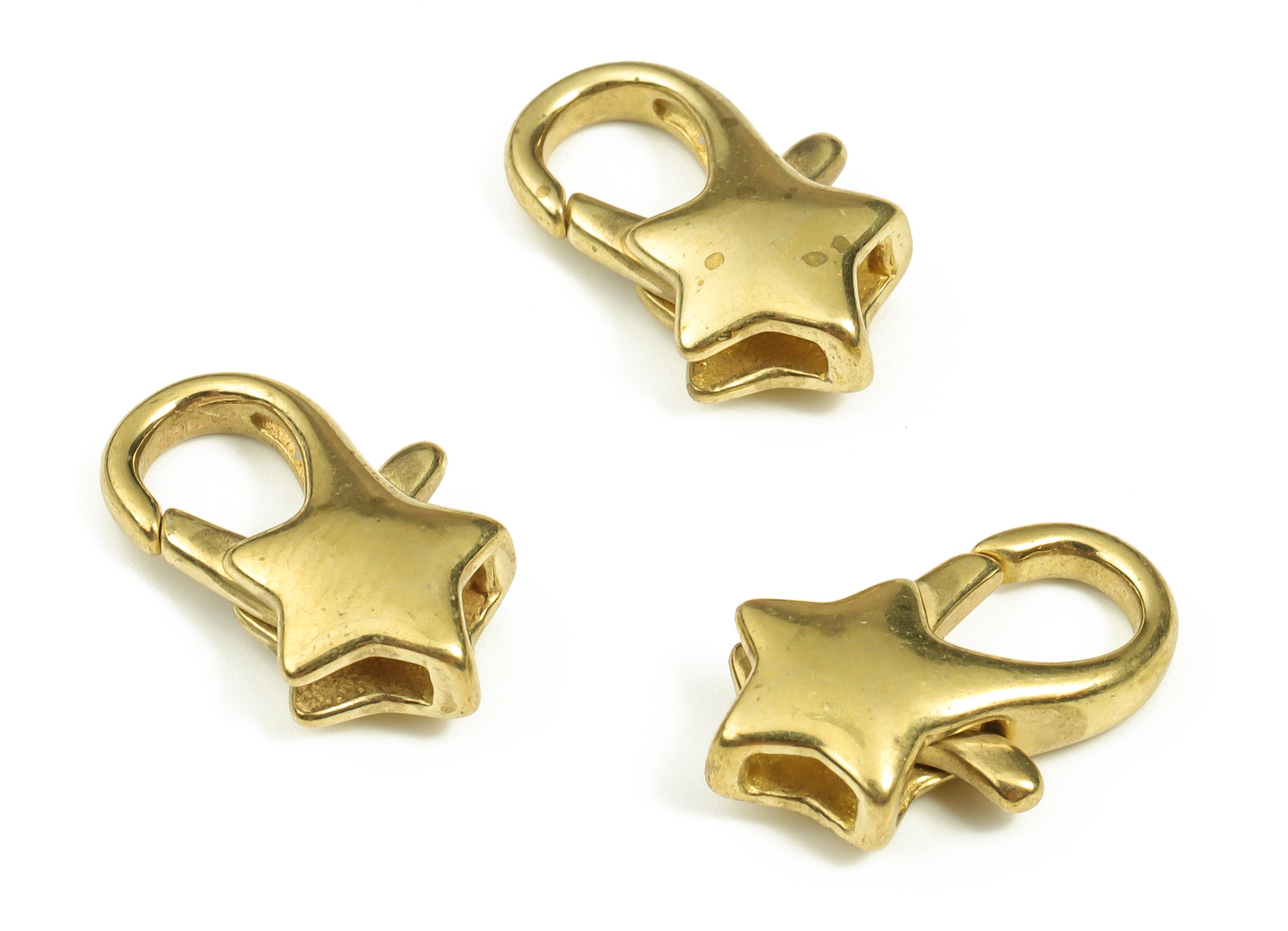 Brass Star Clips Parrot - Raw Brass Tiny Star Trigger Clasp – Celestial Lobster Claw for Jewelry Making Supplies - 18x10.6x5.15mm - PP4441 - DOMEDBAZAAR