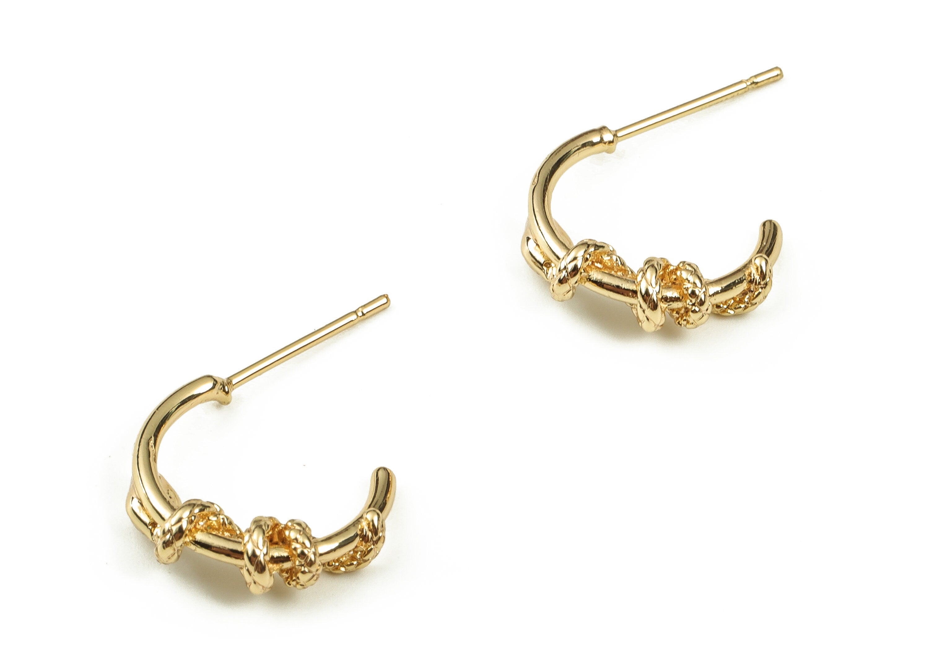 Brass C Earring Post - Gold Snake Earring Stud - 18K Real Gold Plated Brass - Stainless Steel Stud Jewelry - 14.55x11.19x4.06mm - RGP3740 - DOMEDBAZAAR