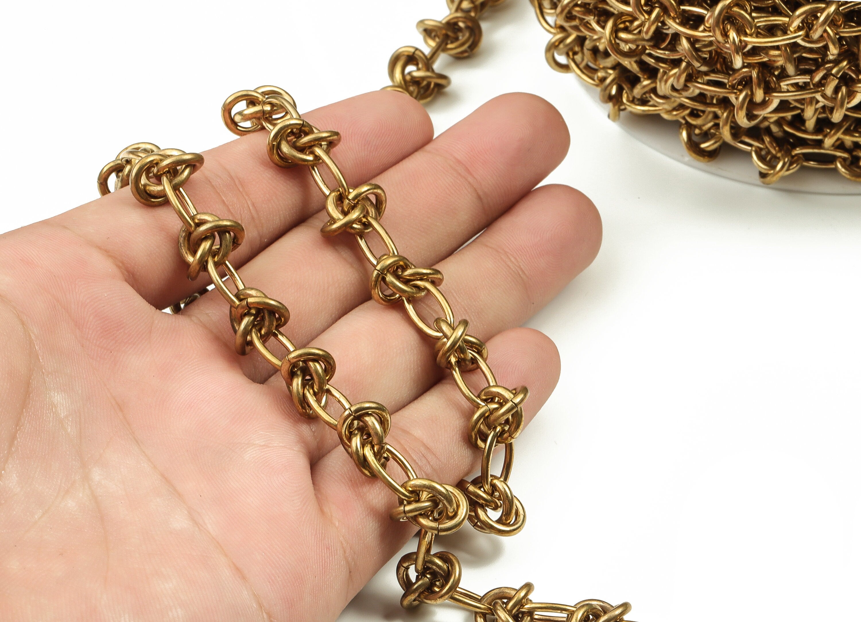 Brass Textured Oval Cable Chain - Round Link Cable Chain - Openlink Cable Chain - For Necklace Bracelet 0.81" x 0.46" x 0.15" CC1204 - DOMEDBAZAAR