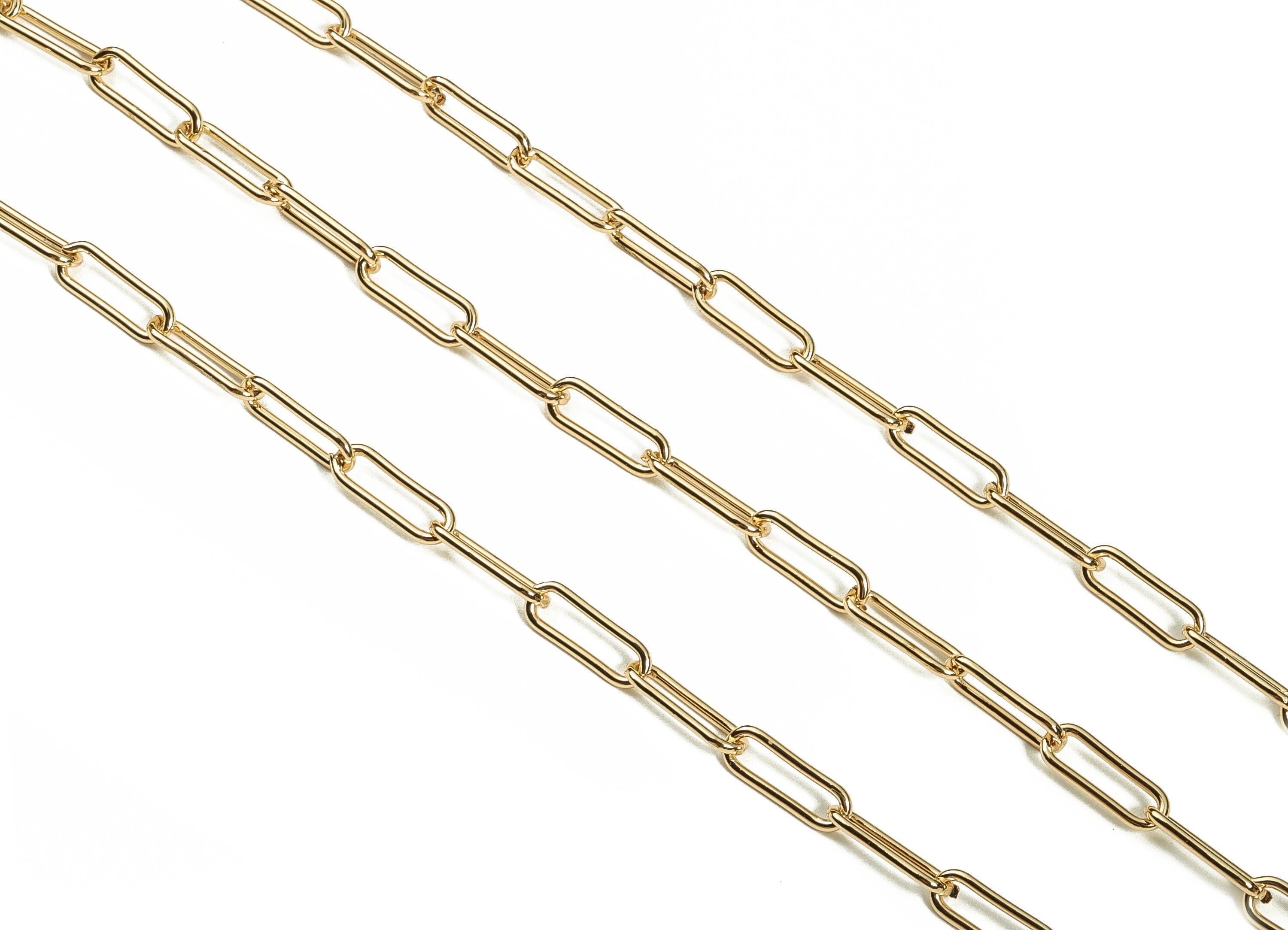 Iron Oval Paper Clip Layering Chain - 18K Real Gold Plated Iron Oval Rectangle Chain - Openlink Cable Chain 0.61" x 0.22" x 0.06" RGP3694 - DOMEDBAZAAR