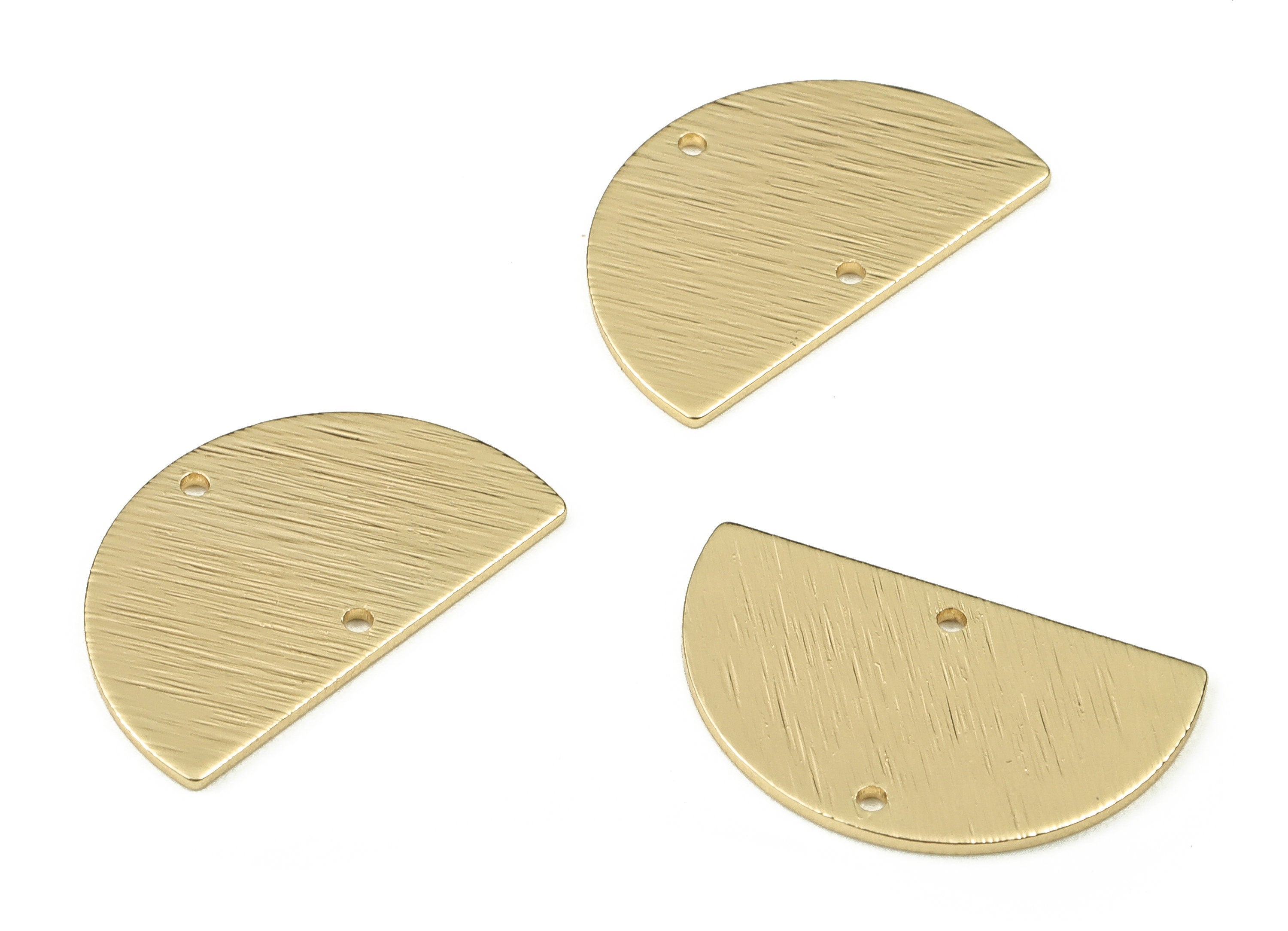 Brass Half Moon Connectors - Gold Textured Semicircle Charms - 18K Real Gold Plated Brass - Jewelry Supplies - 21.54x13.06x0.84mm - RGP3968 - DOMEDBAZAAR