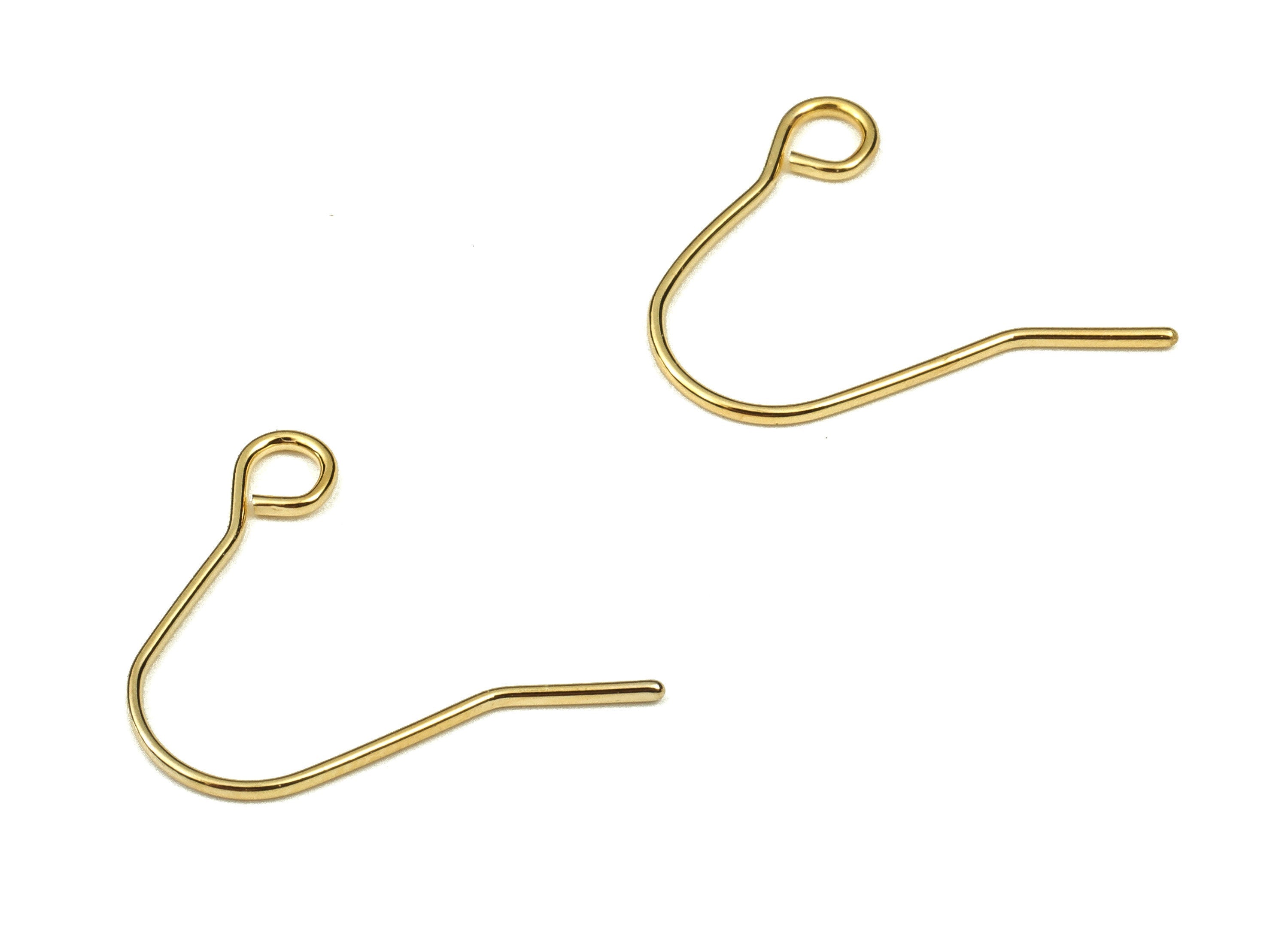 Gold Plating Earring Hooks - Wire Hooks - Open Loop - 18K Real Gold Plated Brass - Jewelry Making Supplies - 15.4x12.75x0.72mm - RGP3963G - DOMEDBAZAAR