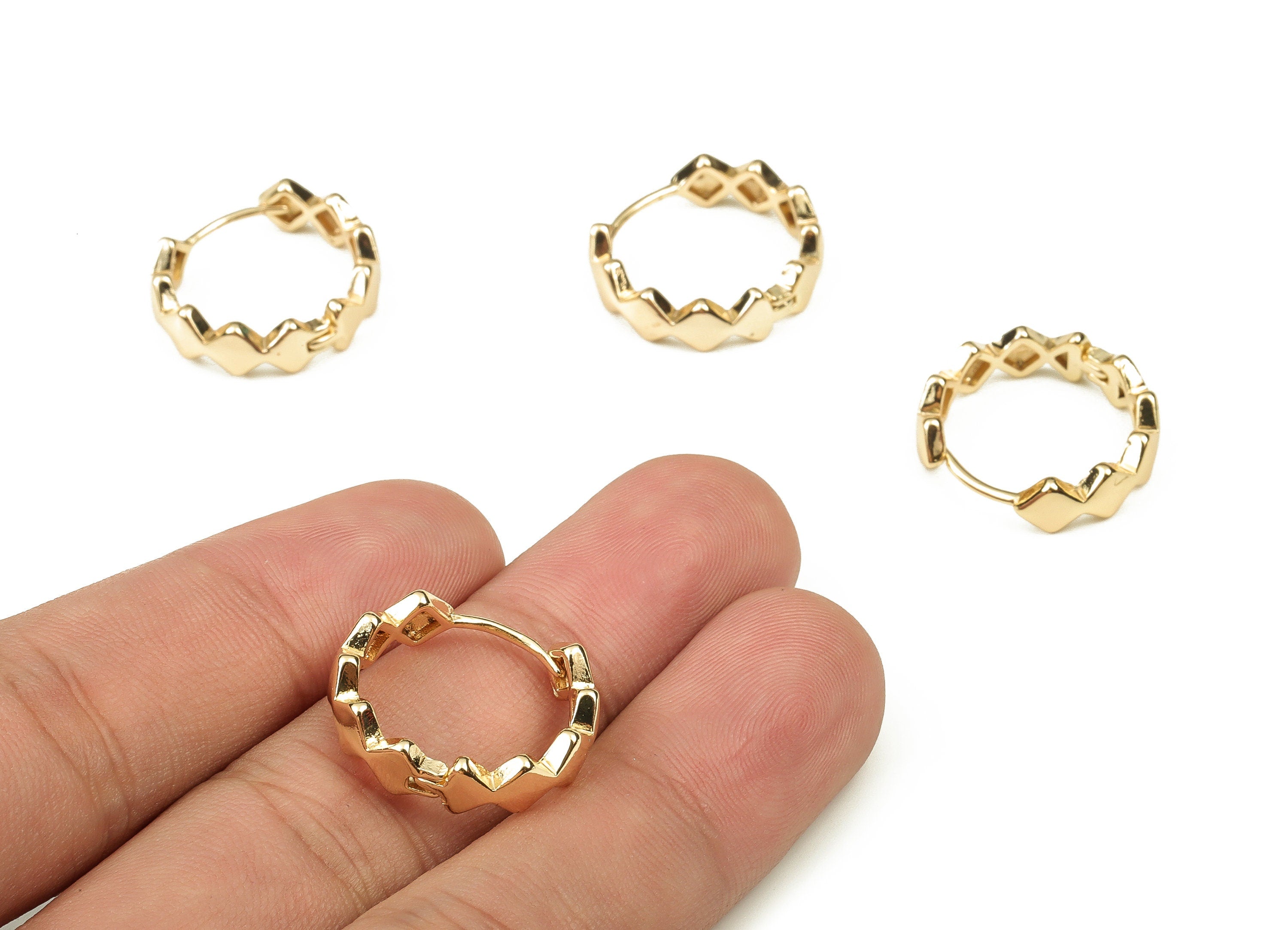 Round Huggie Hoop Earrings – Stylish Stud Earrings - 18K Real Gold Plated Brass Hoops – Dainty Hoop Earrings - 20.01x18.18x2.19mm - RGP3839 - DOMEDBAZAAR