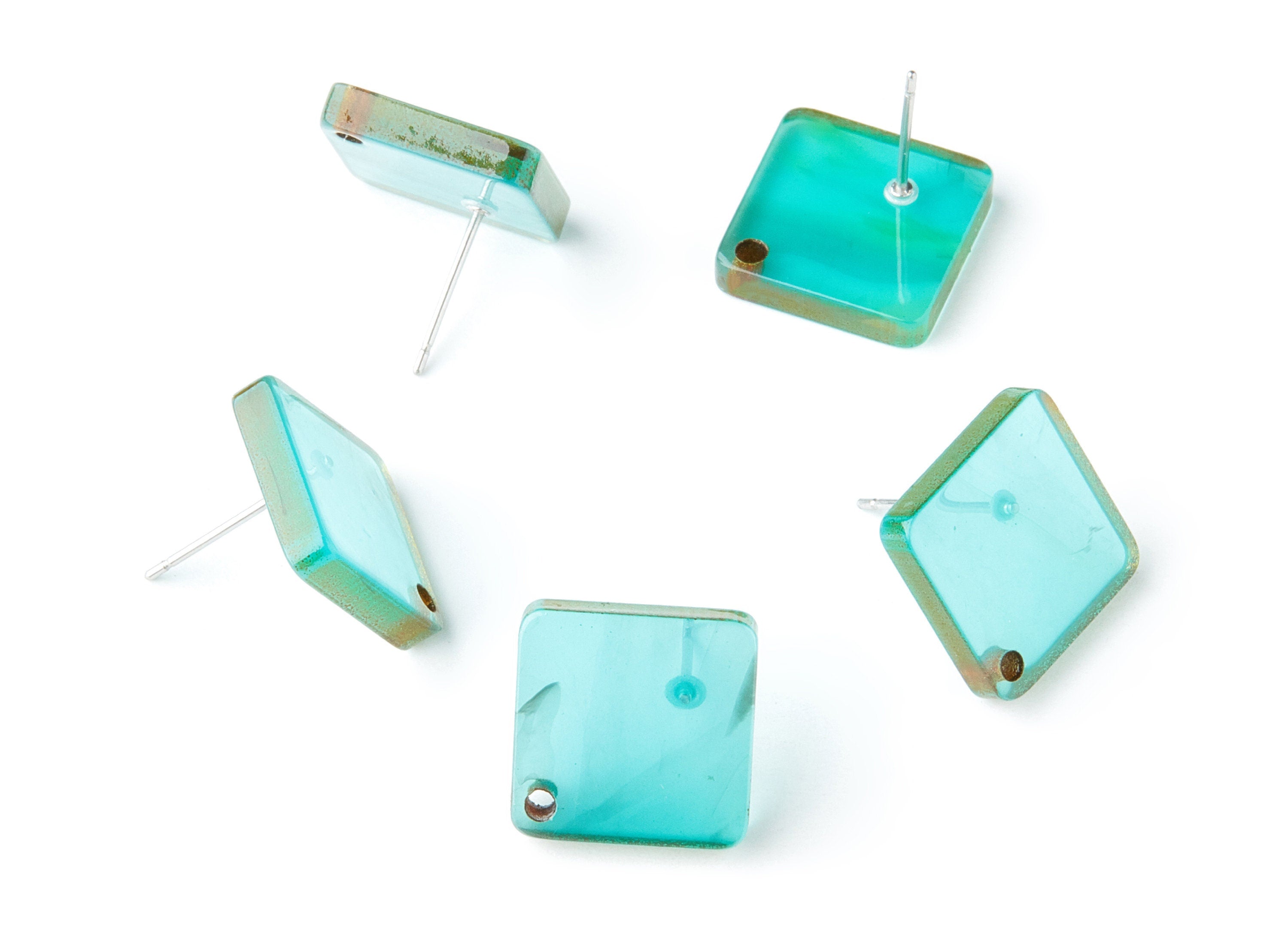 Acrylic Earring Post Charms - Stud Earring Charms - Tortoise Shell Earrings - Square Earrings - Color Code: A235 - 14.55x14.55x2mm - AC1387B - DOMEDBAZAAR