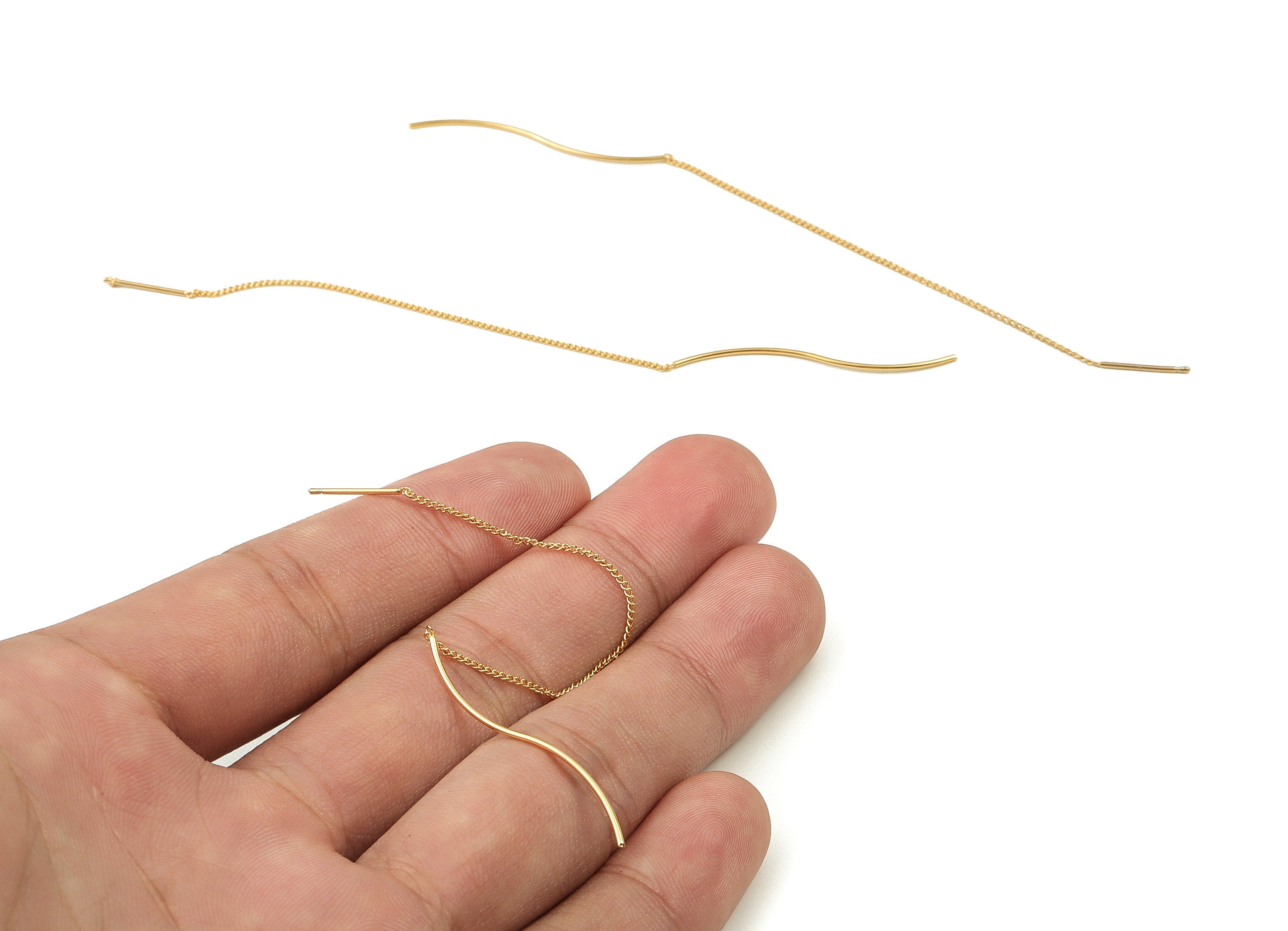 18 Gold Plating Brass Ear Wires – Simple Style Fish Hook with inside Loop – DIY Jewelry Making Supplies - 113.8x0.76x0.76mm - RGP3857 - DOMEDBAZAAR