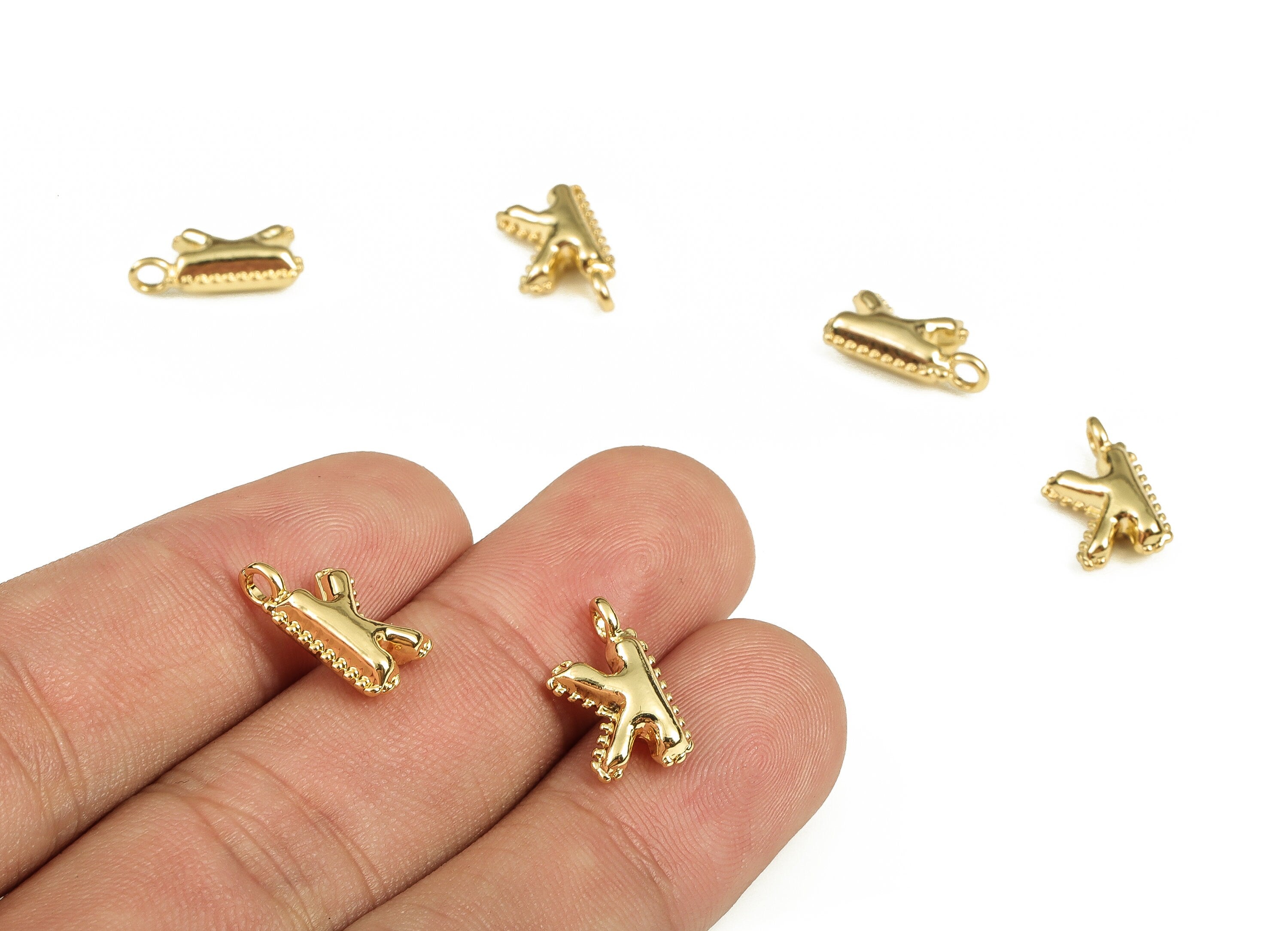 Brass The letter K Earring Charms - Gold The letter K Pendant - 18K Real Gold Plated Brass - Jewelry Supplies - 14.4x8.13x4.26mm - RGP3737K - DOMEDBAZAAR