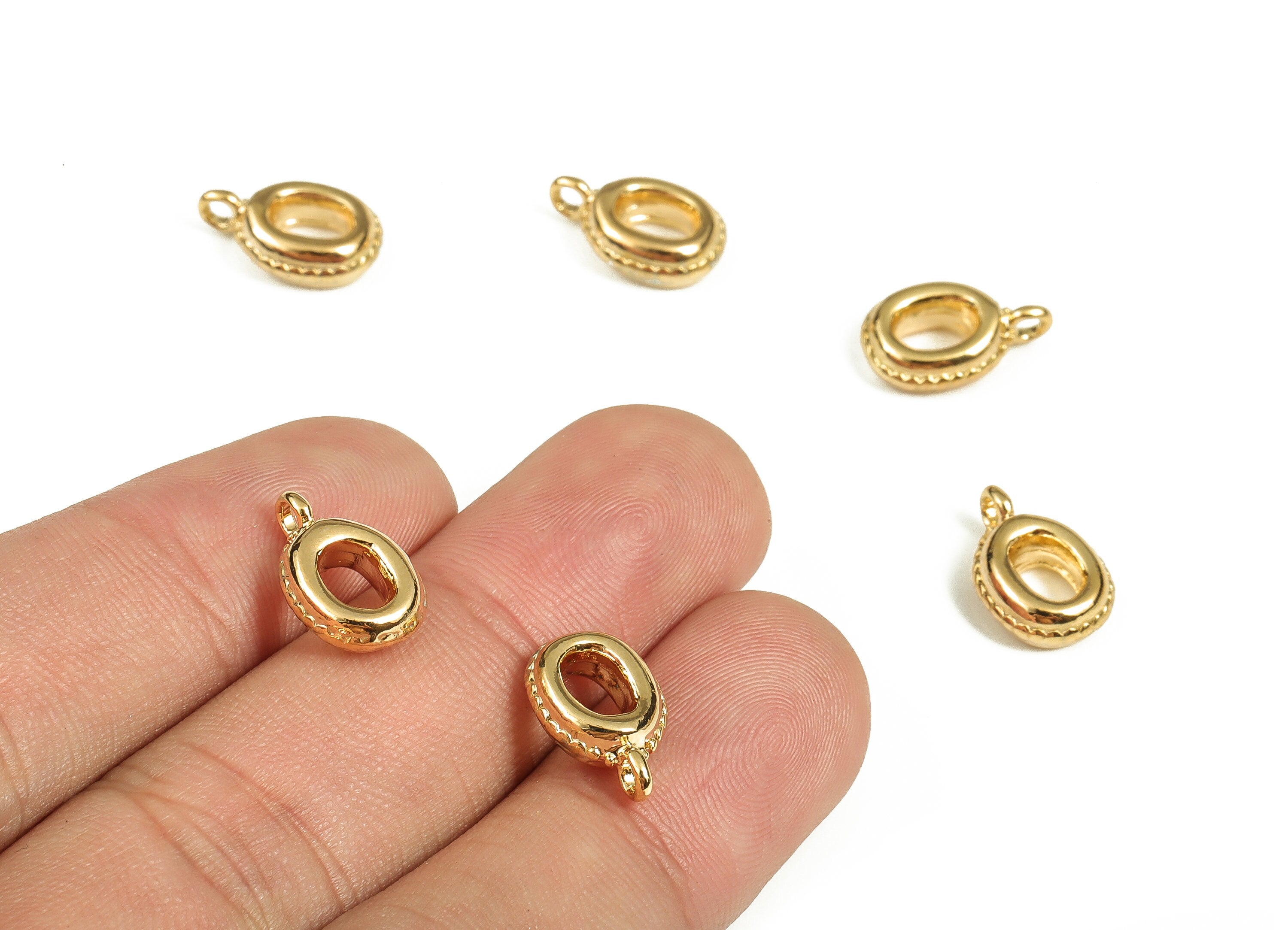 Brass The letter O Earring Charms - Gold The letter O Pendant - 18K Real Gold Plated Brass - Jewelry Supplies - 13.7x9.09x3.93mm - RGP3737O - DOMEDBAZAAR