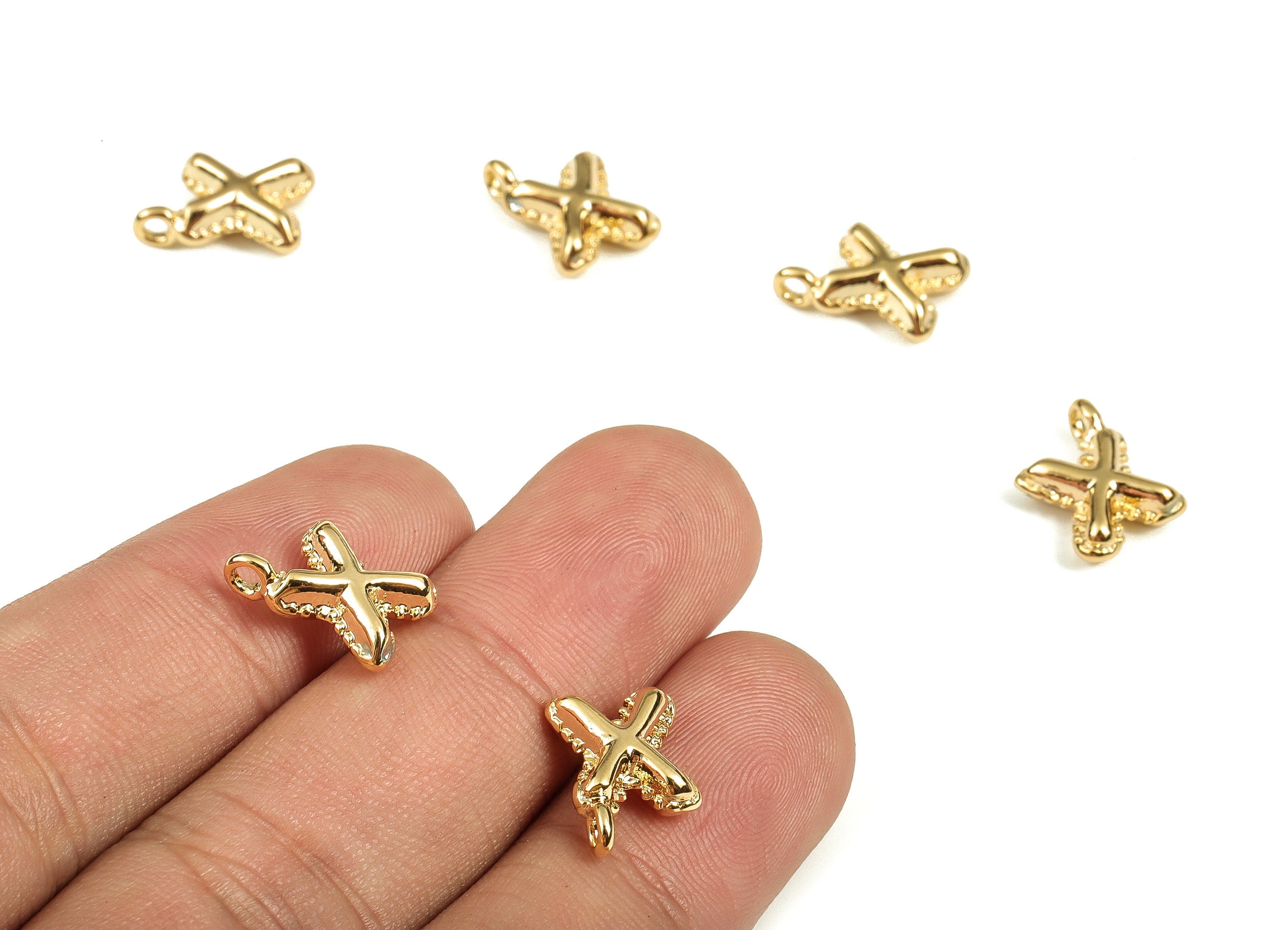 Brass The letter X Earring Charms - Gold The letter X Pendant - 18K Real Gold Plated Brass - Jewelry Supplies - 15x9.4x4.13mm - RGP3737X - DOMEDBAZAAR