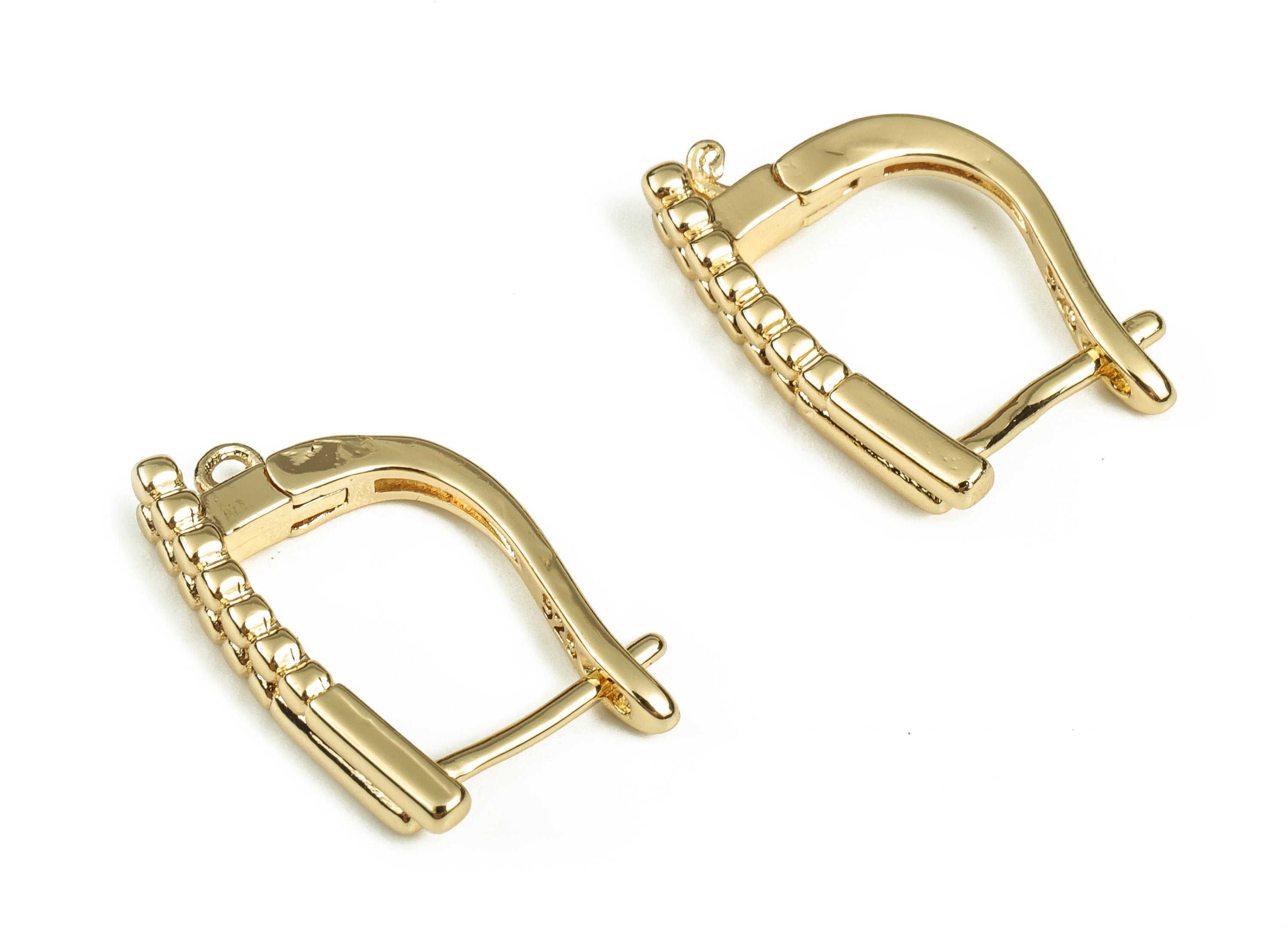 Brass Stud Earrings – Brass Stud Earrings Finding With Hole Loop – 18K Real Gold Plated Brass - Jewelry Supplies - 17.6x11.8x3.1mm - RGP3871 - DOMEDBAZAAR
