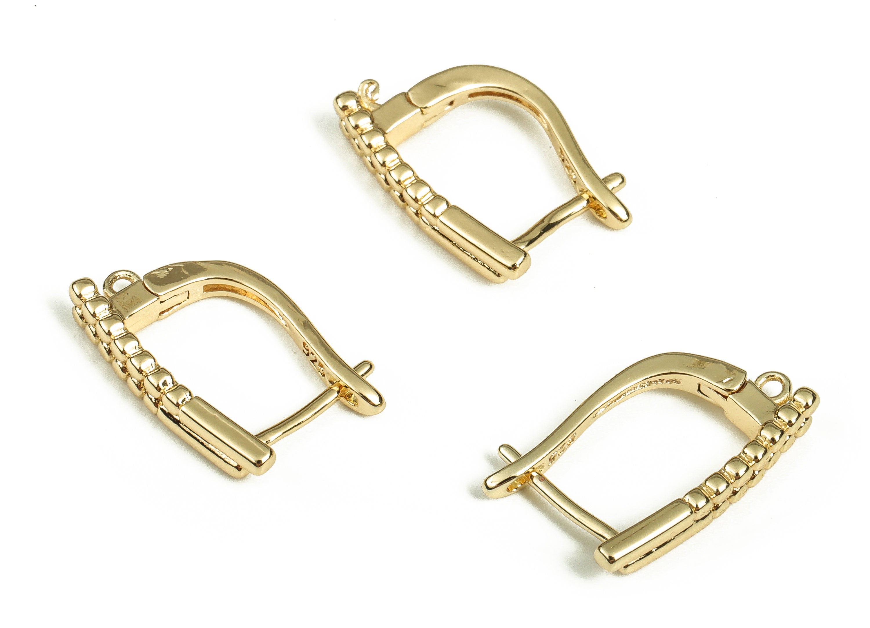 Brass Stud Earrings – Brass Stud Earrings Finding With Hole Loop – 18K Real Gold Plated Brass - Jewelry Supplies - 17.6x11.8x3.1mm - RGP3871 - DOMEDBAZAAR