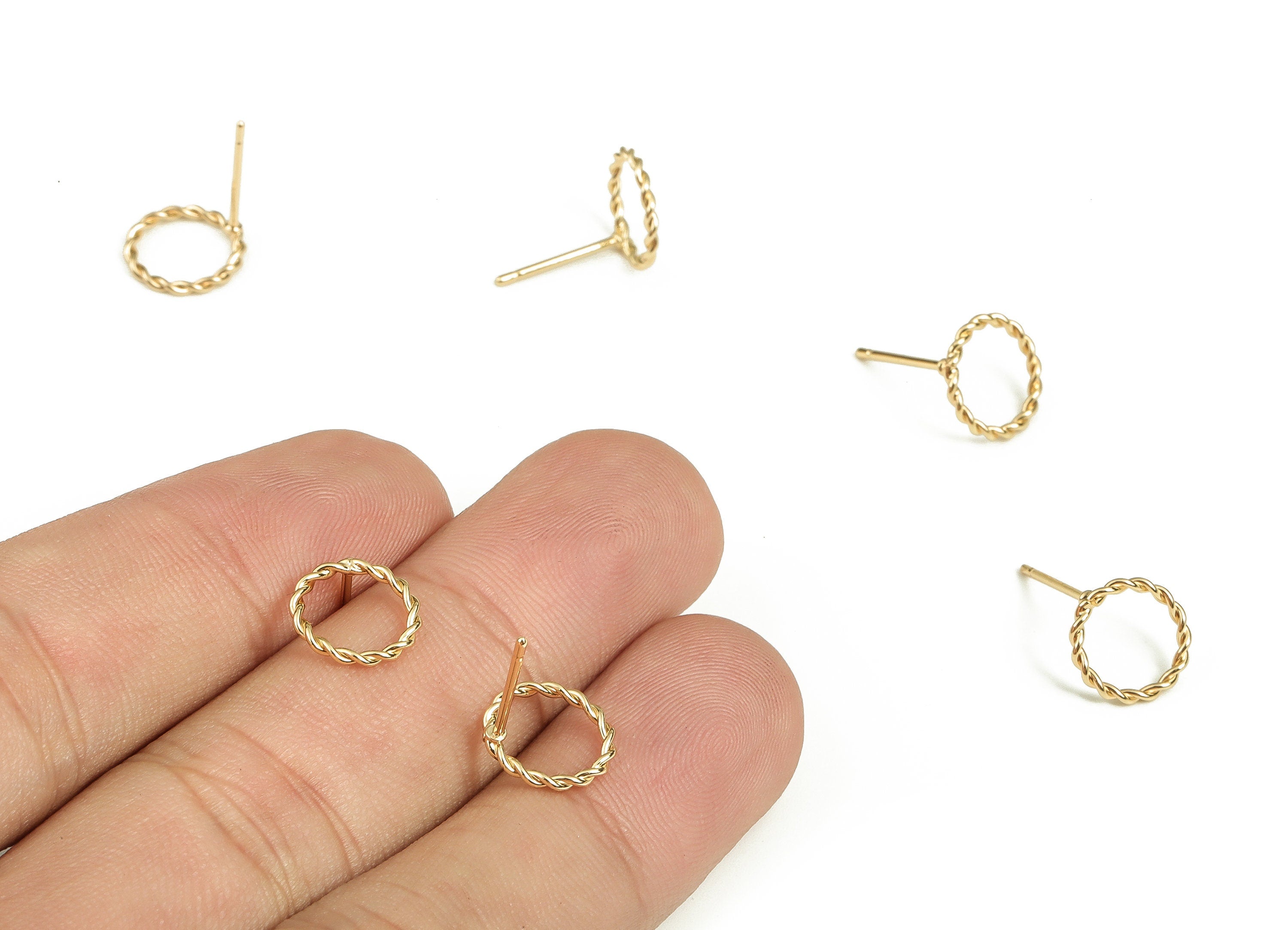 Brass Round Earring Post - Gold Circle Earring Stud - 18K Real Gold Plated Brass - Stainless Steel Stud - 10.06x10.06x1.15mm - RGP3900 - DOMEDBAZAAR
