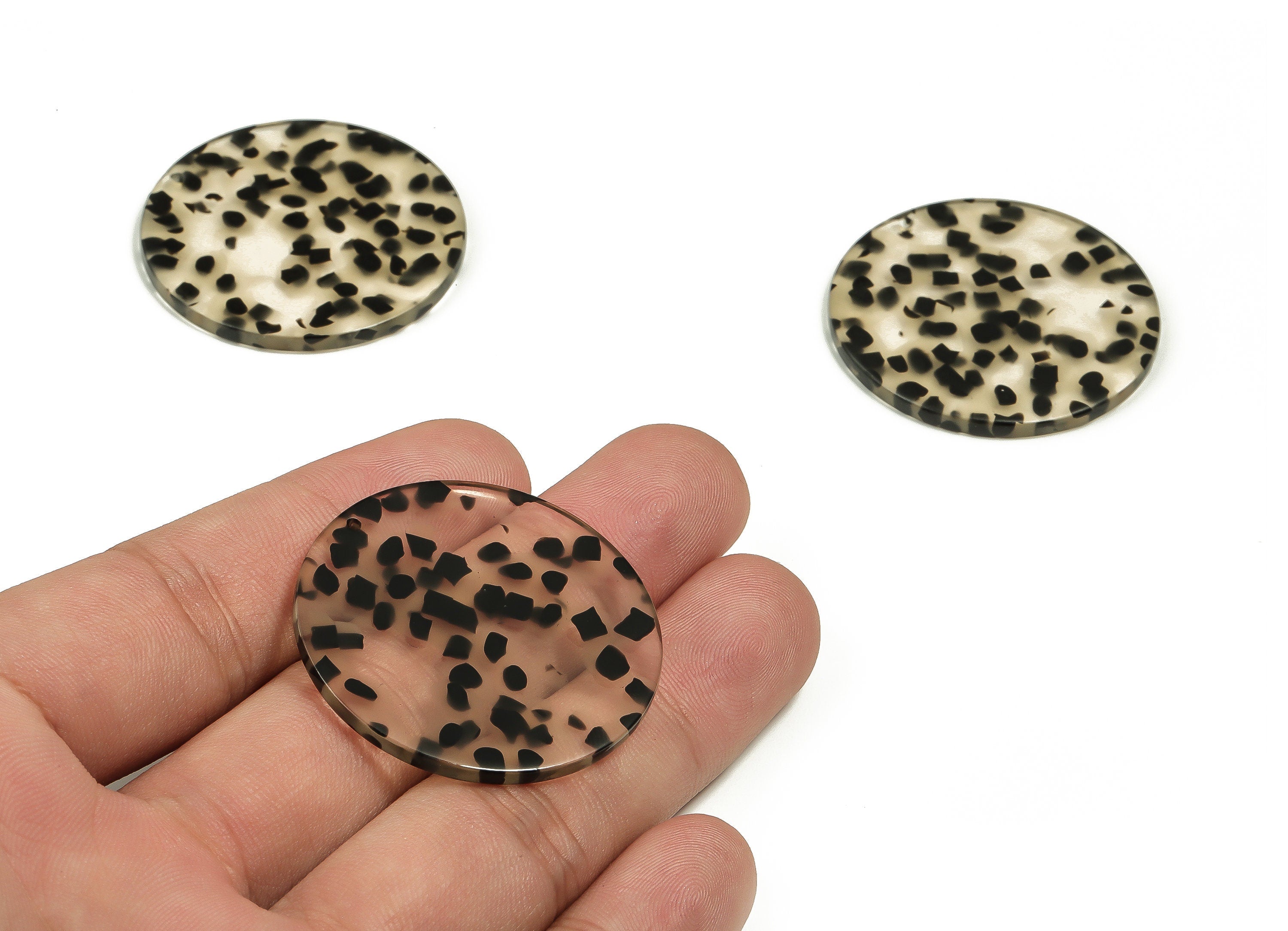 Acrylic Round Earring Charms - Circle Pendant - Earring Findings - Jewelry Making Supplies - Color Code: A701 - 37x37x2.58mm - AC1571-A701 - DOMEDBAZAAR