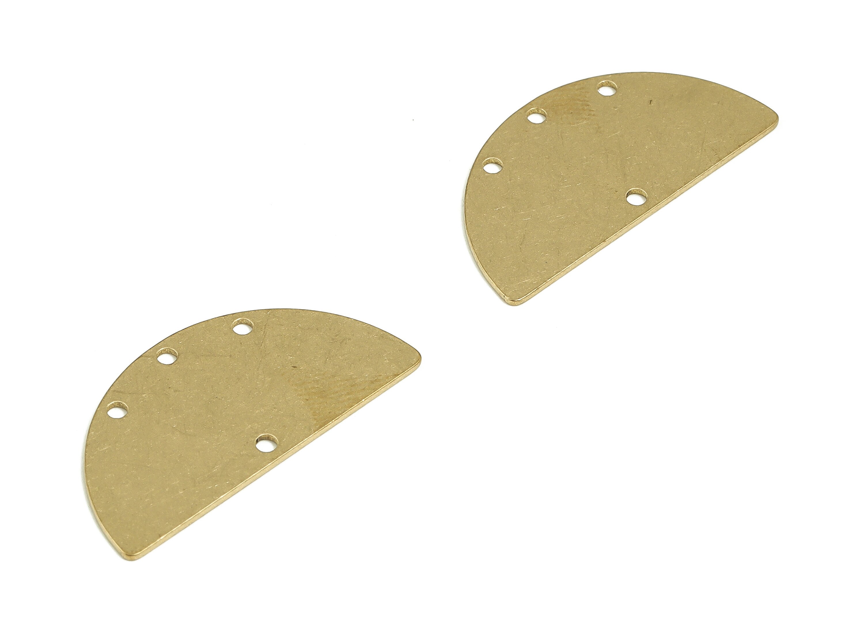 Personalized stamping blank - Brass Semi circle Earring Connector - Raw Brass Half Moon Earring Charms - 29.81x14.91x1.7mm - PP4707 - DOMEDBAZAAR