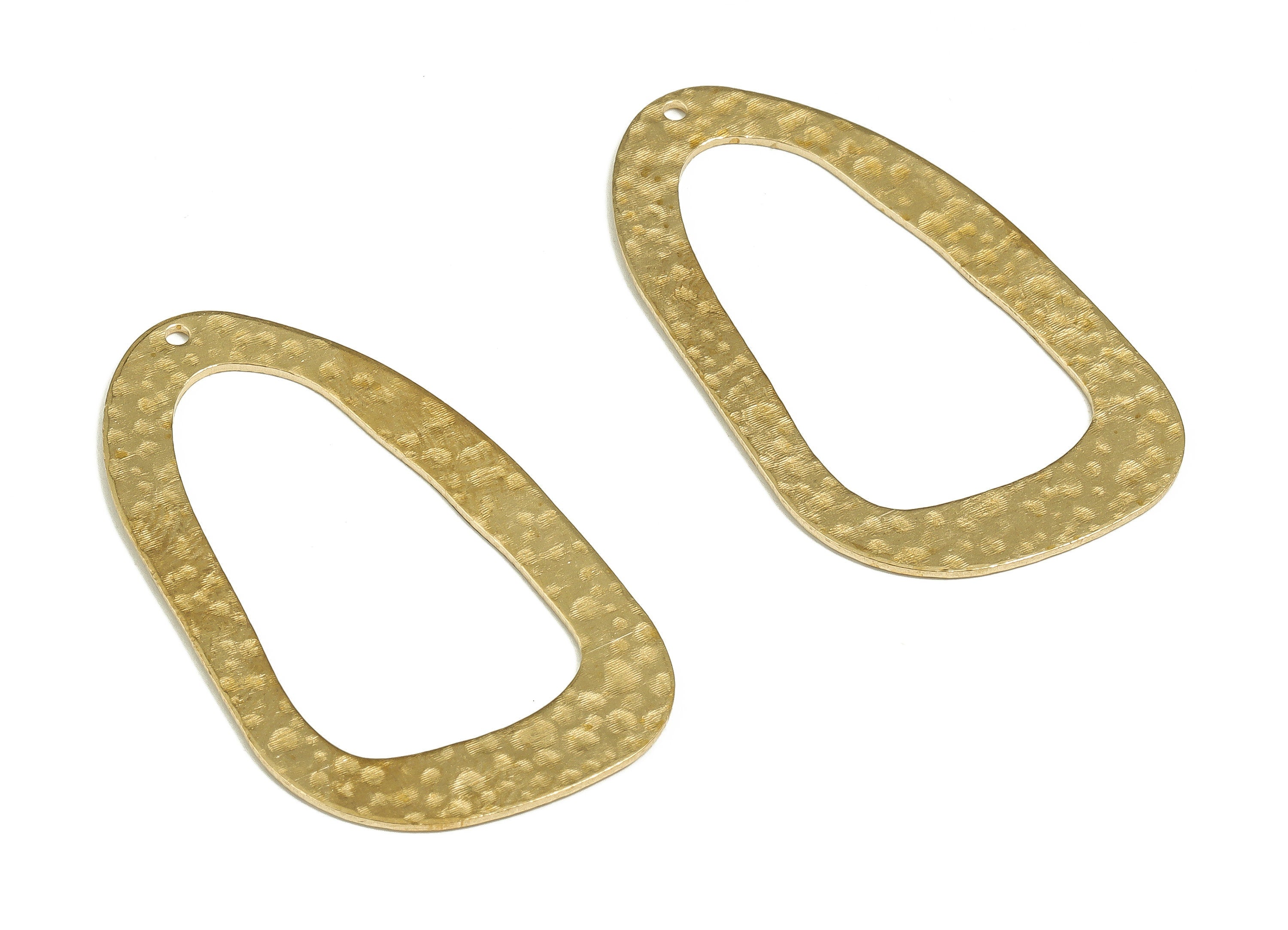 Brass Hammered Geometry Earring Charms - Roughcast Geometry Pendant - Earring Findings - Jewelry Making Supplies - 43.68x25.42x0.87mm-PP4702 - DOMEDBAZAAR