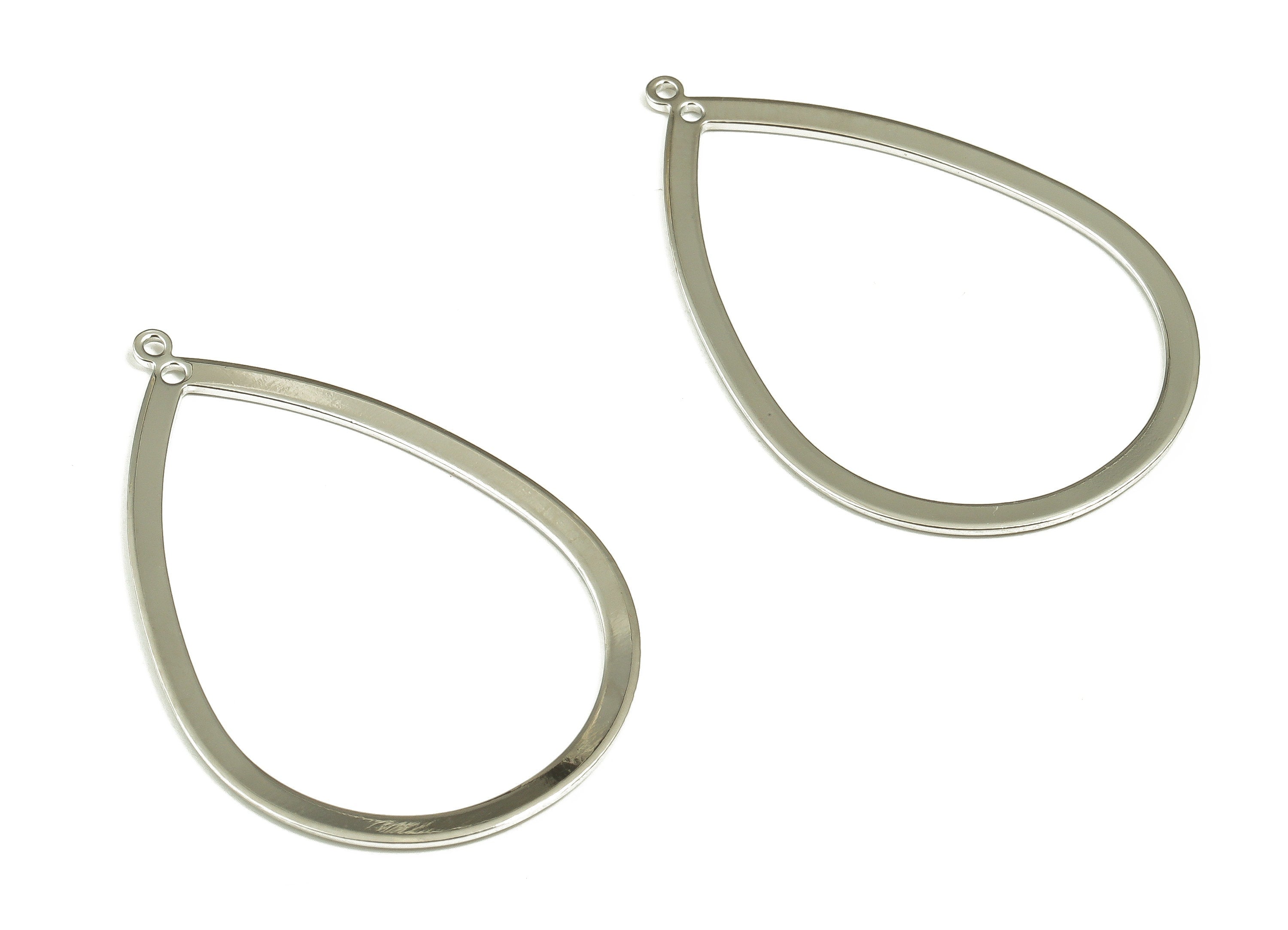 Brass Drop Connector - Brass Drop Earring Charms - Silver Tone Plated Brass - Jewelry Making Supplies - 43.05x27.71x0.83mm - PP2086S - DOMEDBAZAAR