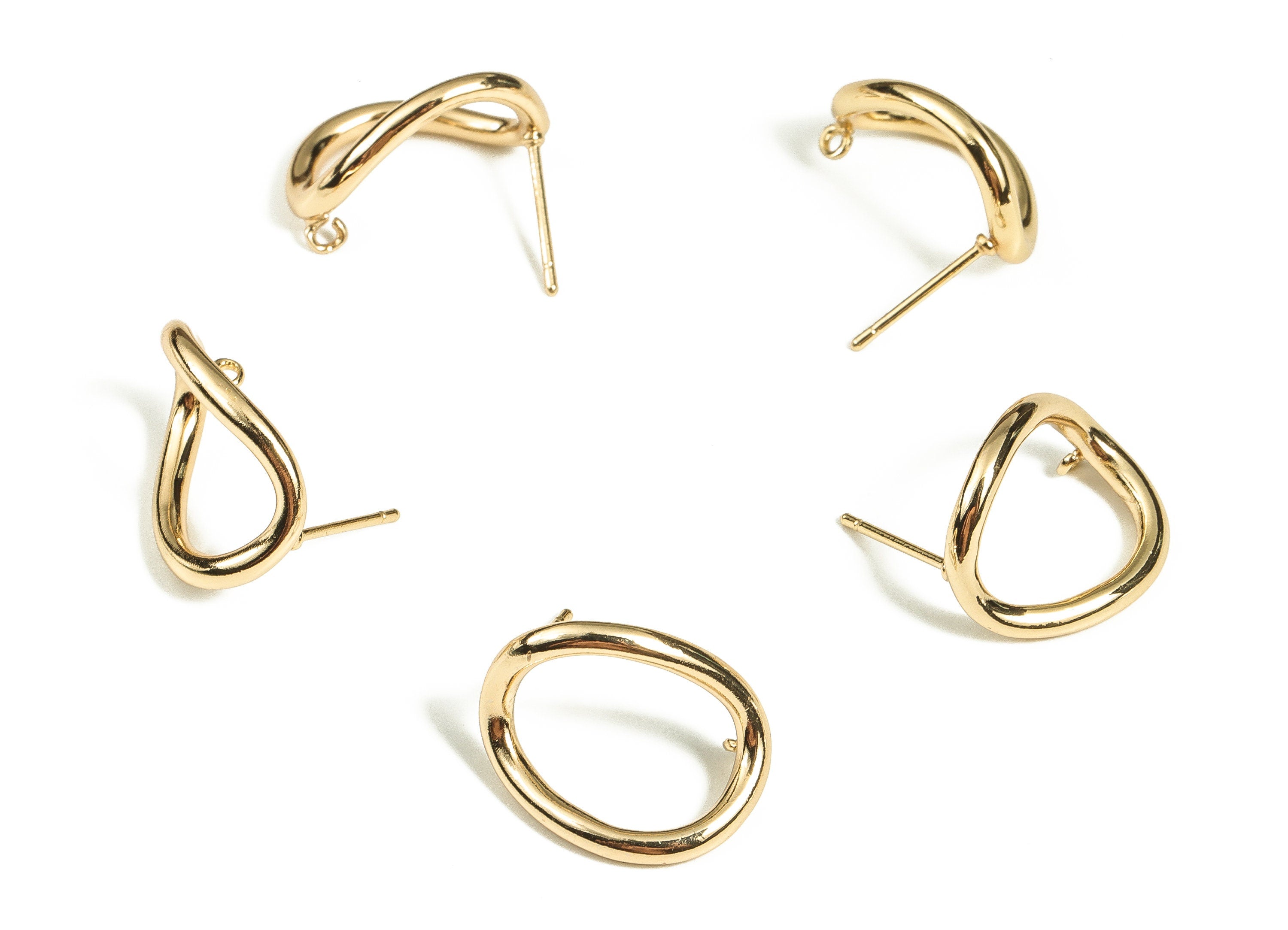 Brass Irregular Earring Post - Gold Irregular Stud - 18K Real Gold Plated Brass - Iron Stud - Jewelry Supplies - 18x14x2.2mm - RGP3473 - DOMEDBAZAAR