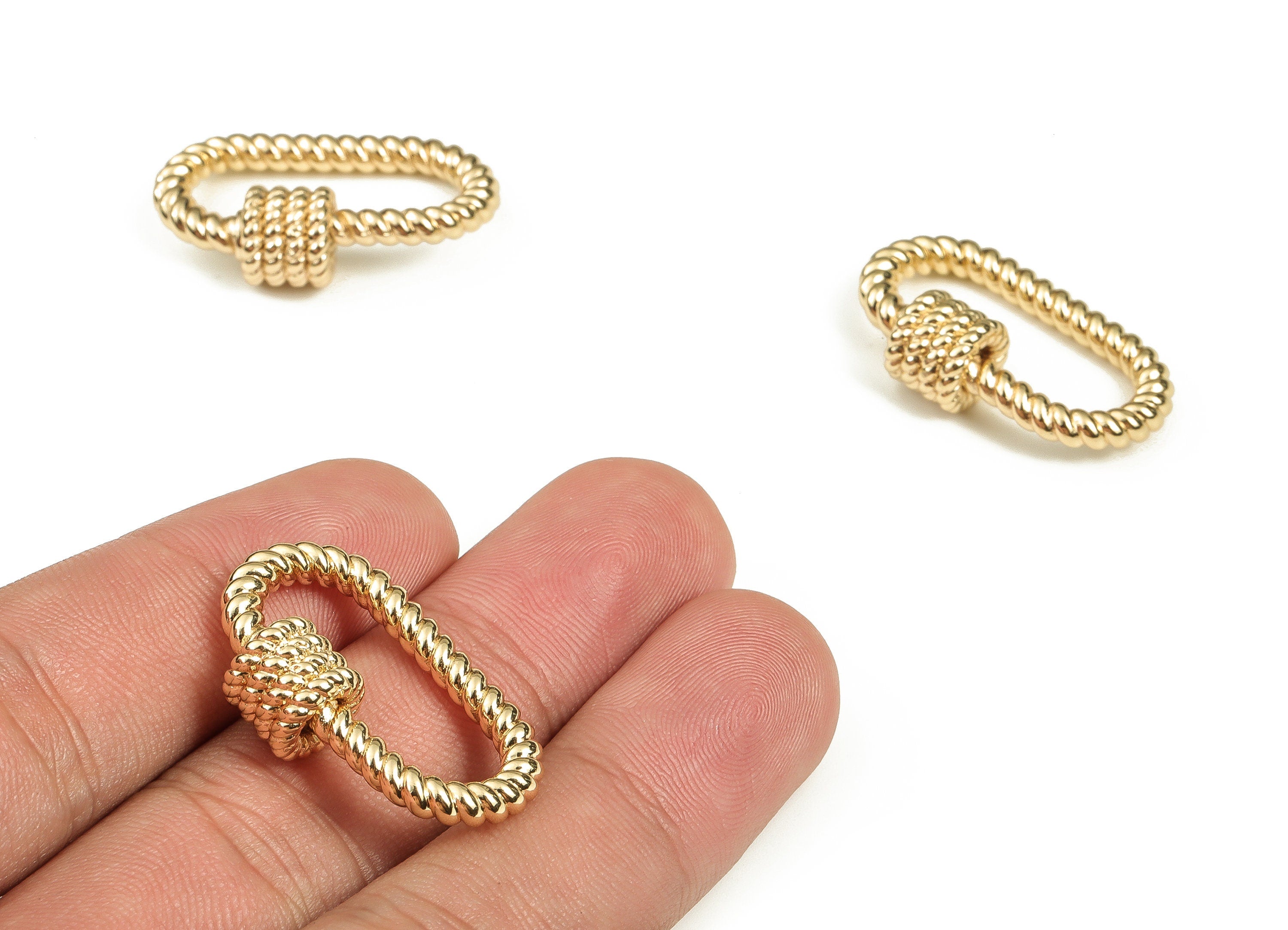 Twisted Oval Pendant Charms - Brass Gold Plated Earrings Charm - 18K Real Gold Plated Brass - Jewelry Supplies -29.35x18.43x8.52mm- RGP3561 - DOMEDBAZAAR