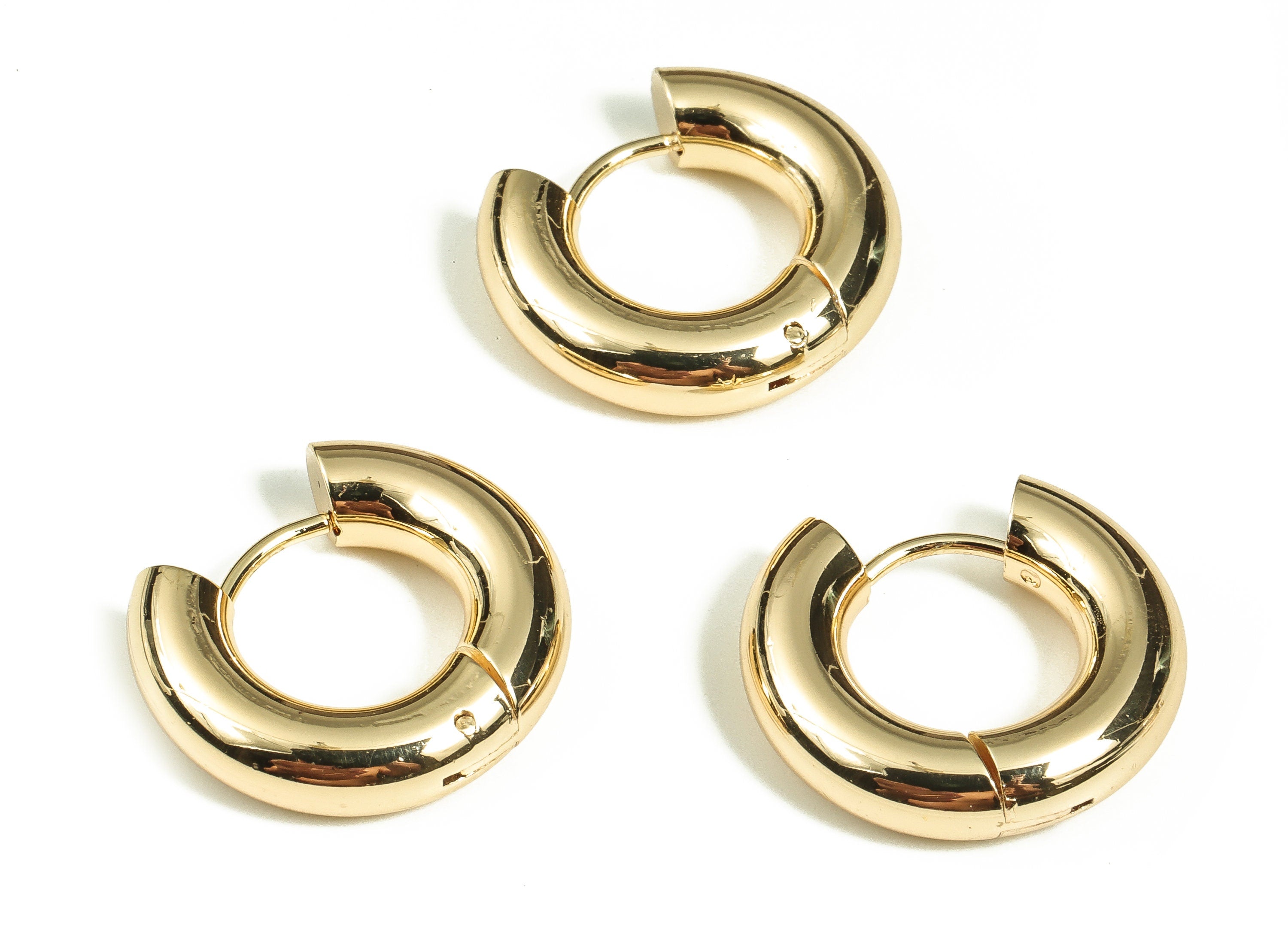 Brass Round Hoop Earrings - Brass Earring - Thick Circle Hoop - 18K Real Gold Plated Brass Hoop - Earring Findings -20.58x18.86x5mm- RGP3558 - DOMEDBAZAAR