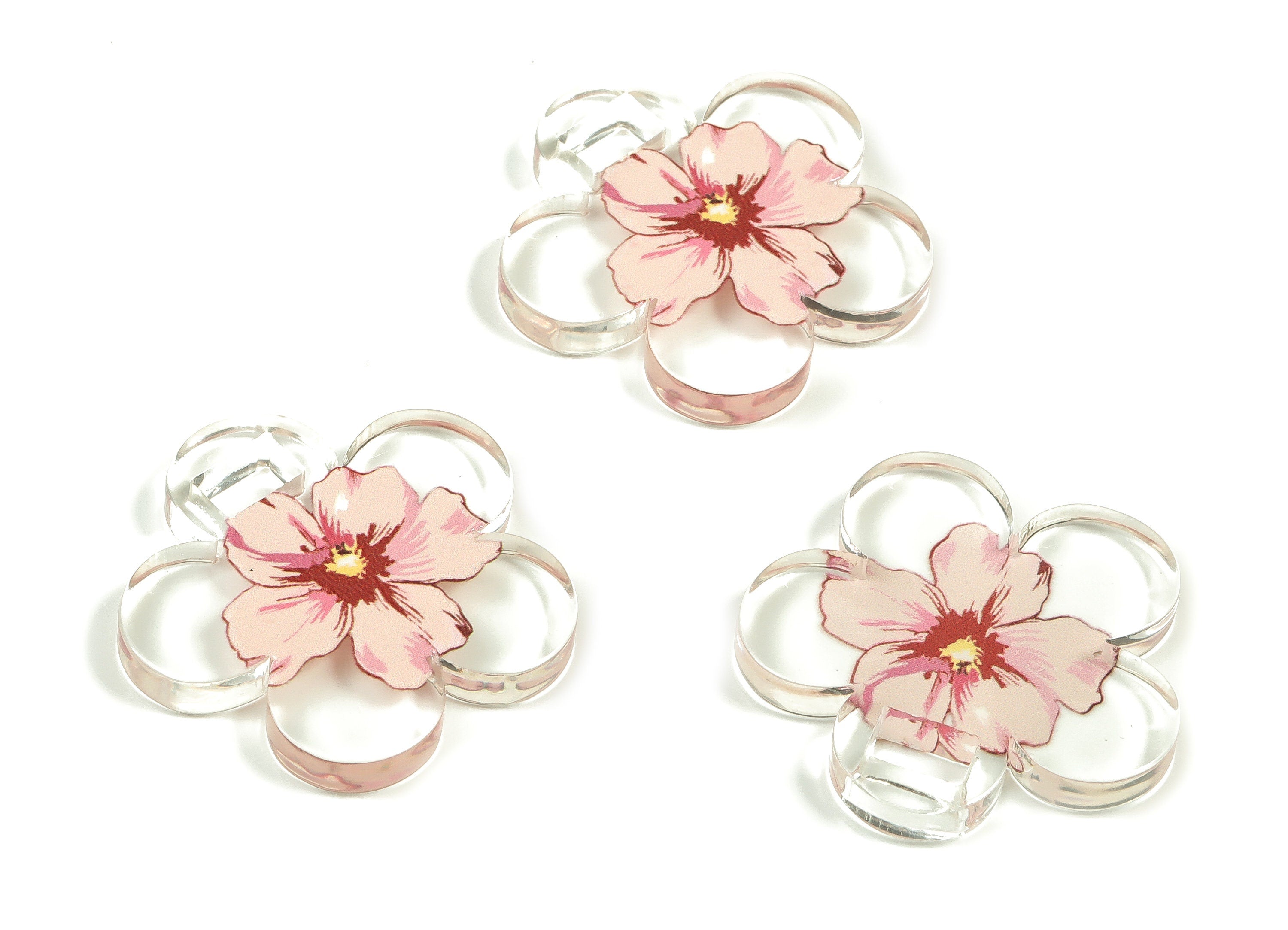 Acrylic Flower Earring Charms - Acrylic Flower Pendant - Earring Findings - Jewelry Making Supplies - 29.63x29.08x3.99mm - AC2301 - DOMEDBAZAAR