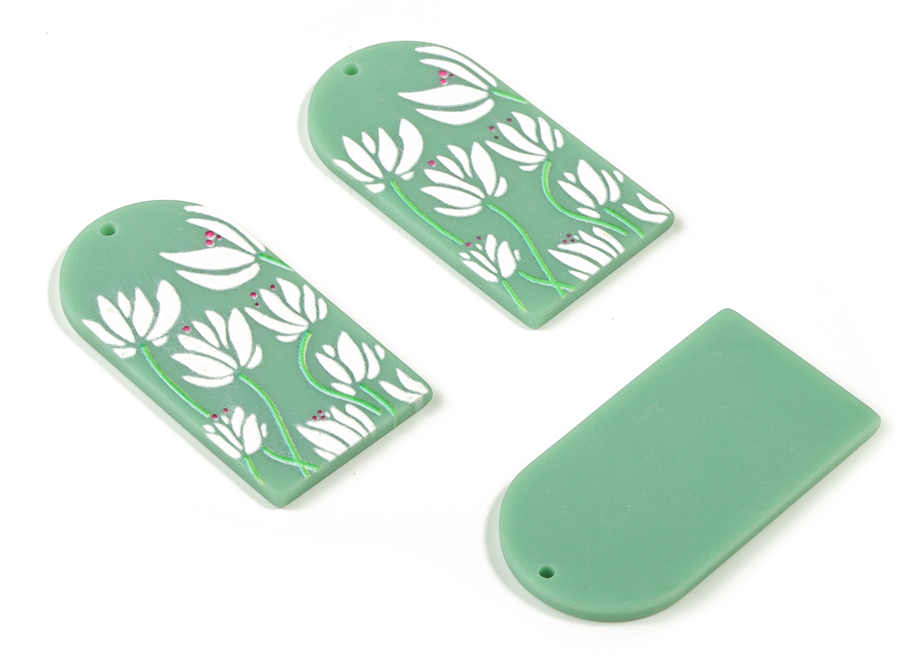 Acrylic D Flower Earring Charms - Acrylic Long Flower Earrings - Earring Findings - Jewelry Supplies - 39.68x21.06x2.11mm - AC2312 - DOMEDBAZAAR