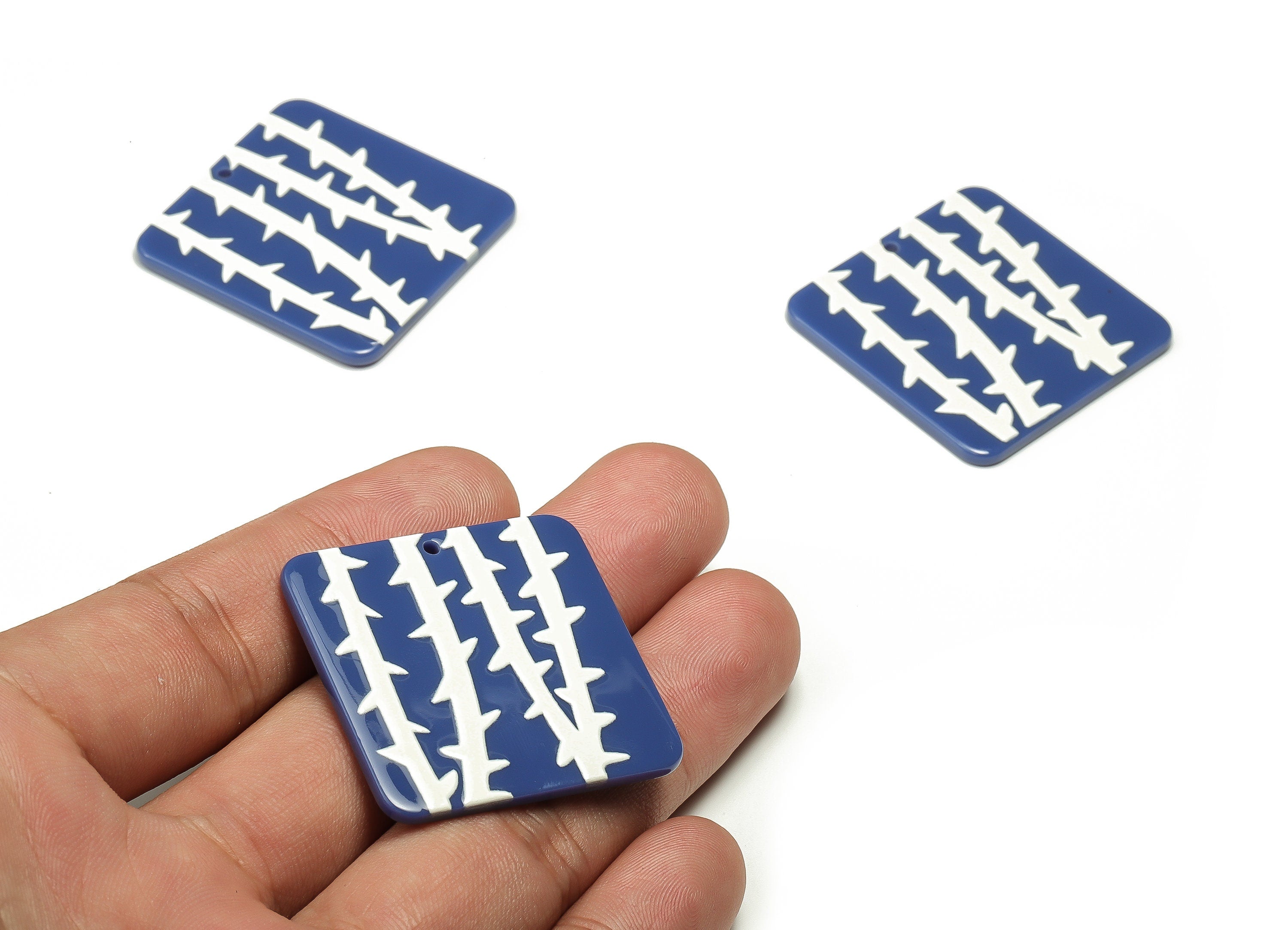 Acrylic Square Earring Charms - Acrylic Square Pendant - Earring Findings - Jewelry Making Supplies - 34.75x34.72x2.20mm - AC2322 - DOMEDBAZAAR