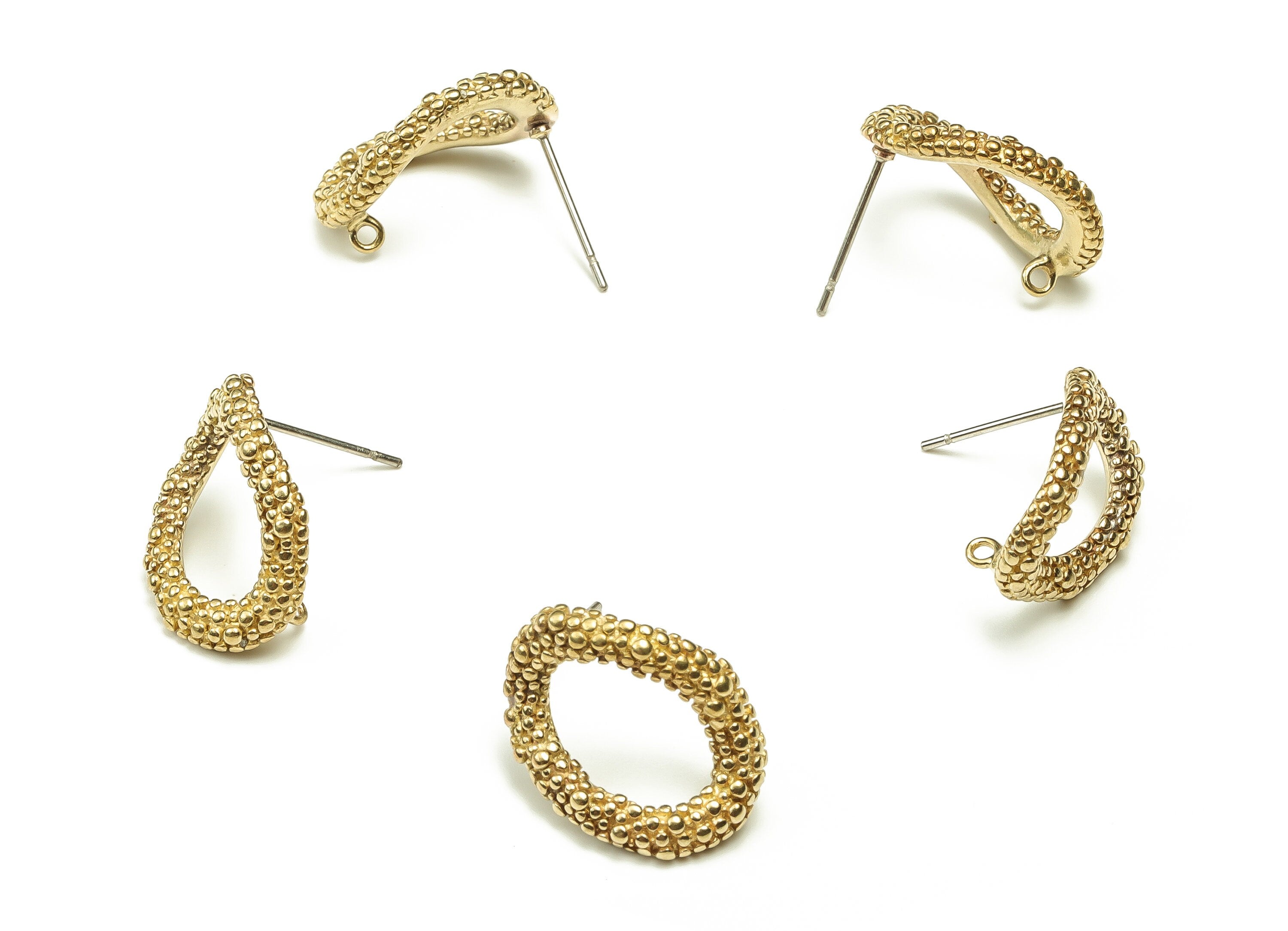 Brass Irregular Earring Stud - Raw Brass Bumpy Earring Post - Brass Stud - Earring Post - Jewelry Supplies - 18.22x14.11x3.66mm - PP4464 - DOMEDBAZAAR
