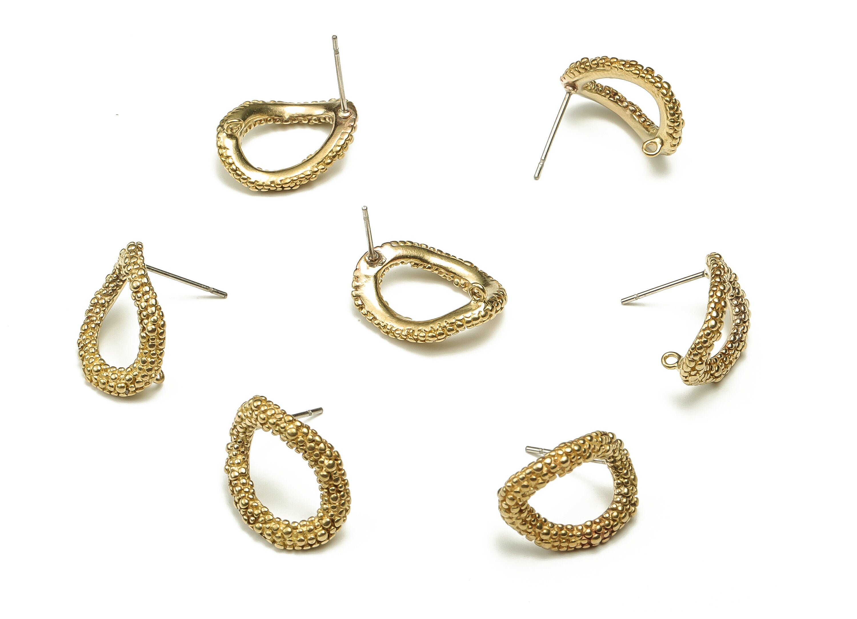 Brass Irregular Earring Stud - Raw Brass Bumpy Earring Post - Brass Stud - Earring Post - Jewelry Supplies - 18.22x14.11x3.66mm - PP4464 - DOMEDBAZAAR