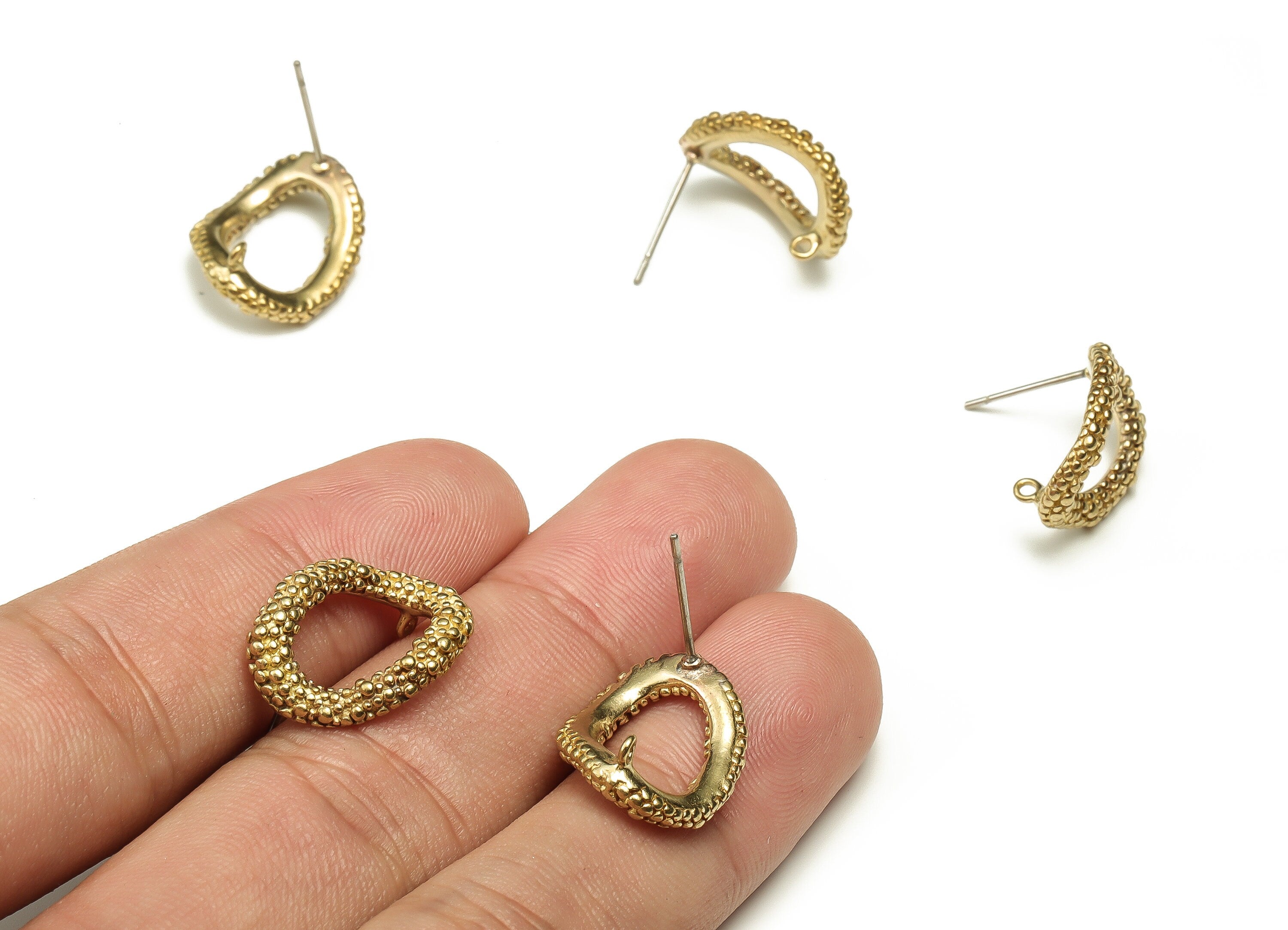 Brass Irregular Earring Stud - Raw Brass Bumpy Earring Post - Brass Stud - Earring Post - Jewelry Supplies - 18.22x14.11x3.66mm - PP4464 - DOMEDBAZAAR