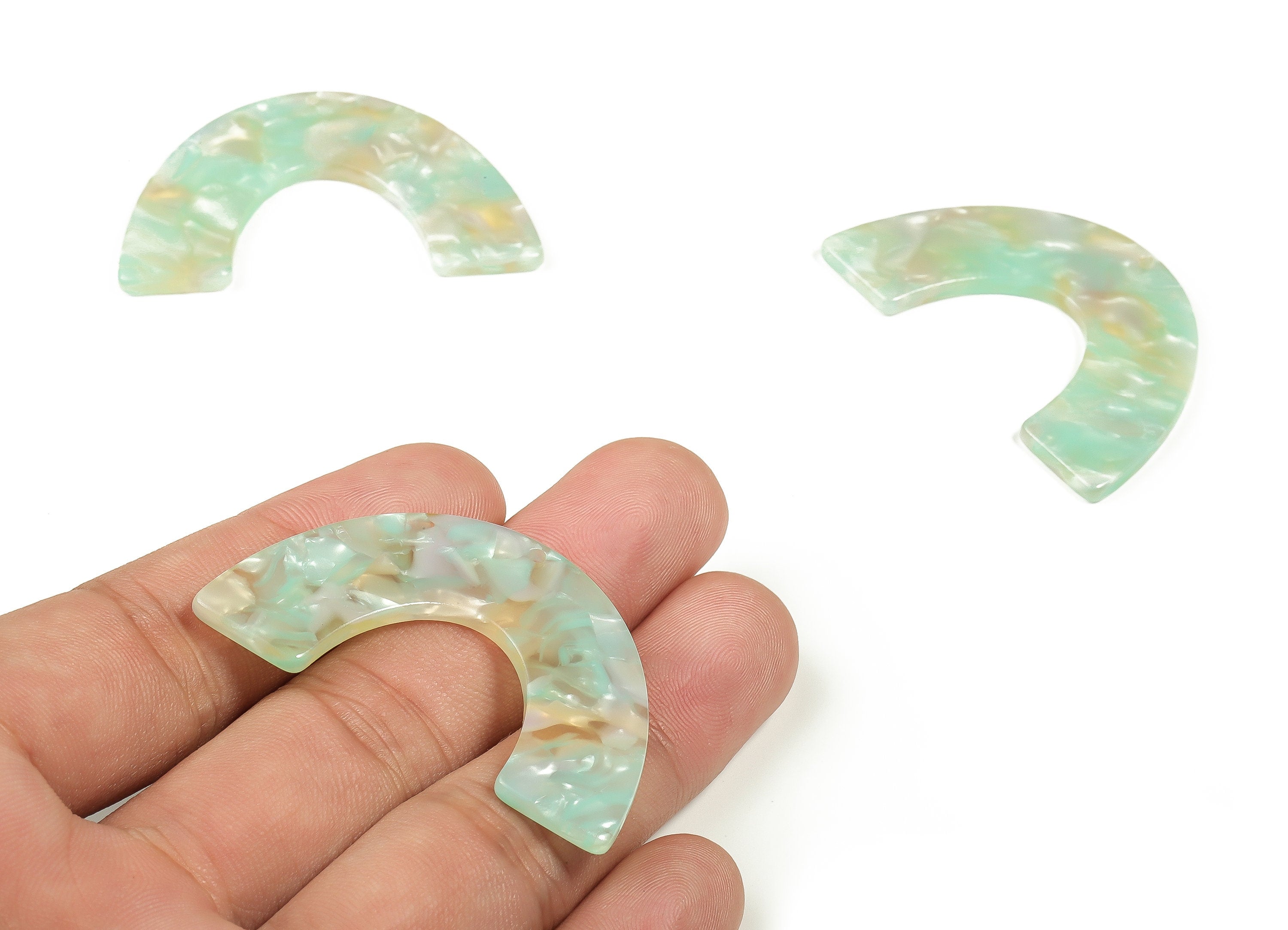 Acrylic Semicircle Earring Charm- Acrylic U Pendant - Earring Finding - Jewelry Supplies -Color Code: A666 -40.25x25.69x2.51mm - AC1095-A666 - DOMEDBAZAAR