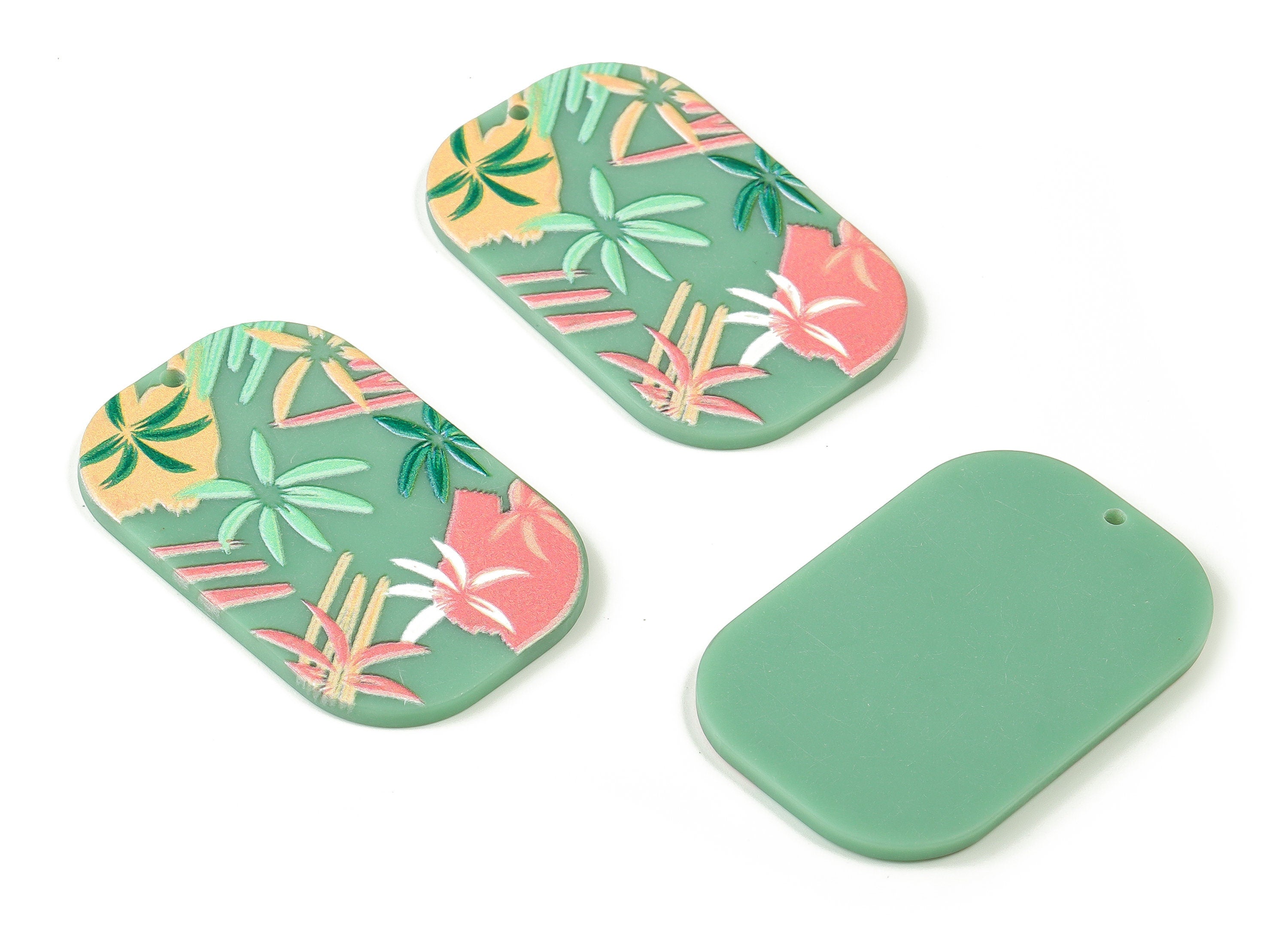 Rectangle Acrylic Charm - Acrylic Leaves Pendant – Acrylic Rectangle Earring Charm - DIY Jewelry Supplies - 39.68x16.01x2.34mm - AC2319 - DOMEDBAZAAR