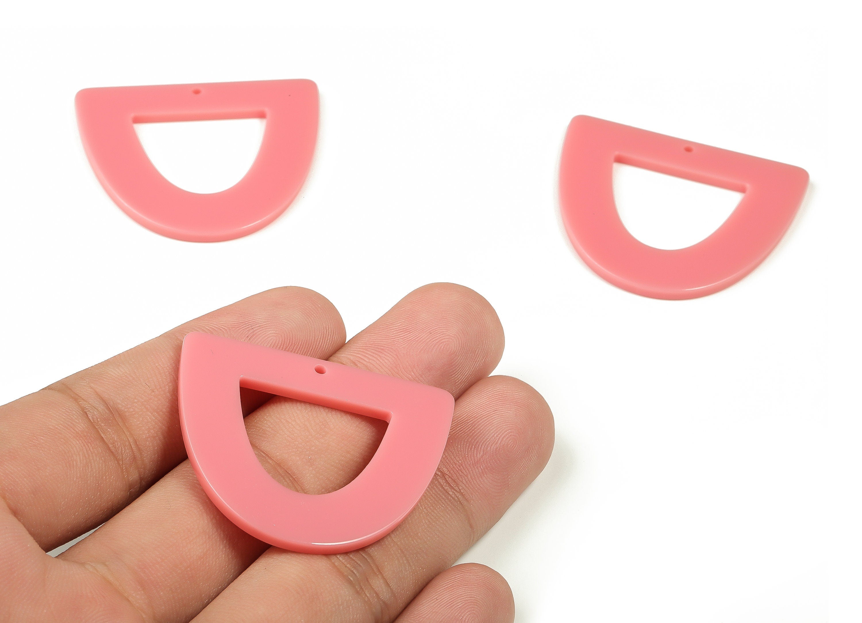 Acrylic D Earring Charms - Half Ellipse Pendant - Earring Findings - Jewelry Supplies - Color Code: A695- 39.19x34.32x2.33mm - AC2327-A695 - DOMEDBAZAAR