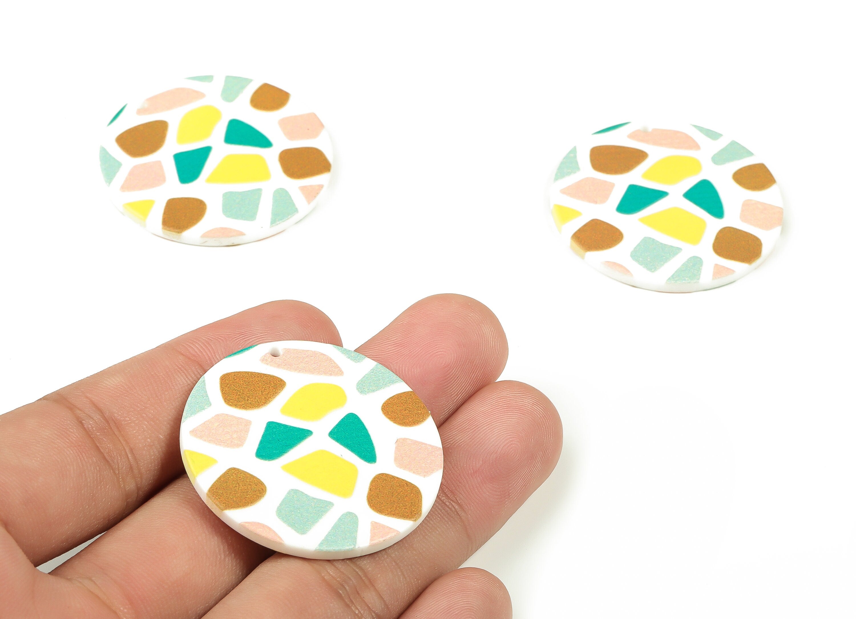 Acrylic Round Earring Charms - Acrylic Circle Pendant - Earring Findings - Jewelry Making Supplies - 36.9x36.81x2.33mm - AC2308 - DOMEDBAZAAR