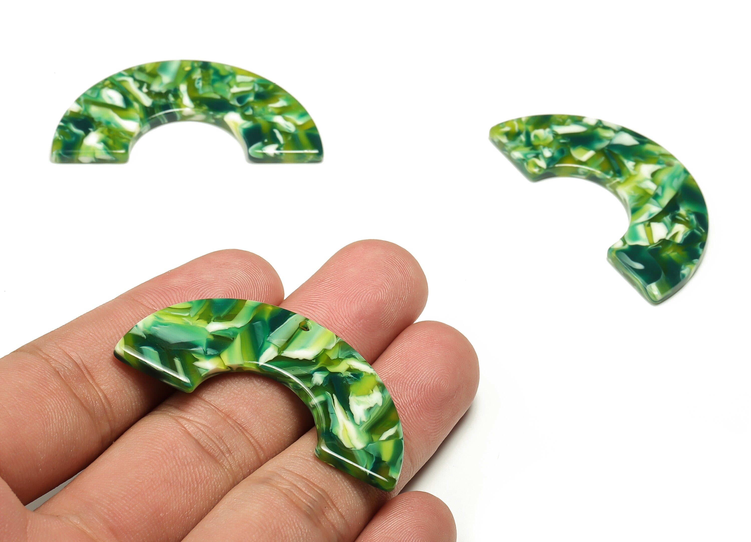 Acrylic Semicircle Earring Charm- Acrylic U Pendant - Earring Finding - Jewelry Supplies -Color Code: A665-46.7x23.68x2.48mm -AC2329-A665 - DOMEDBAZAAR