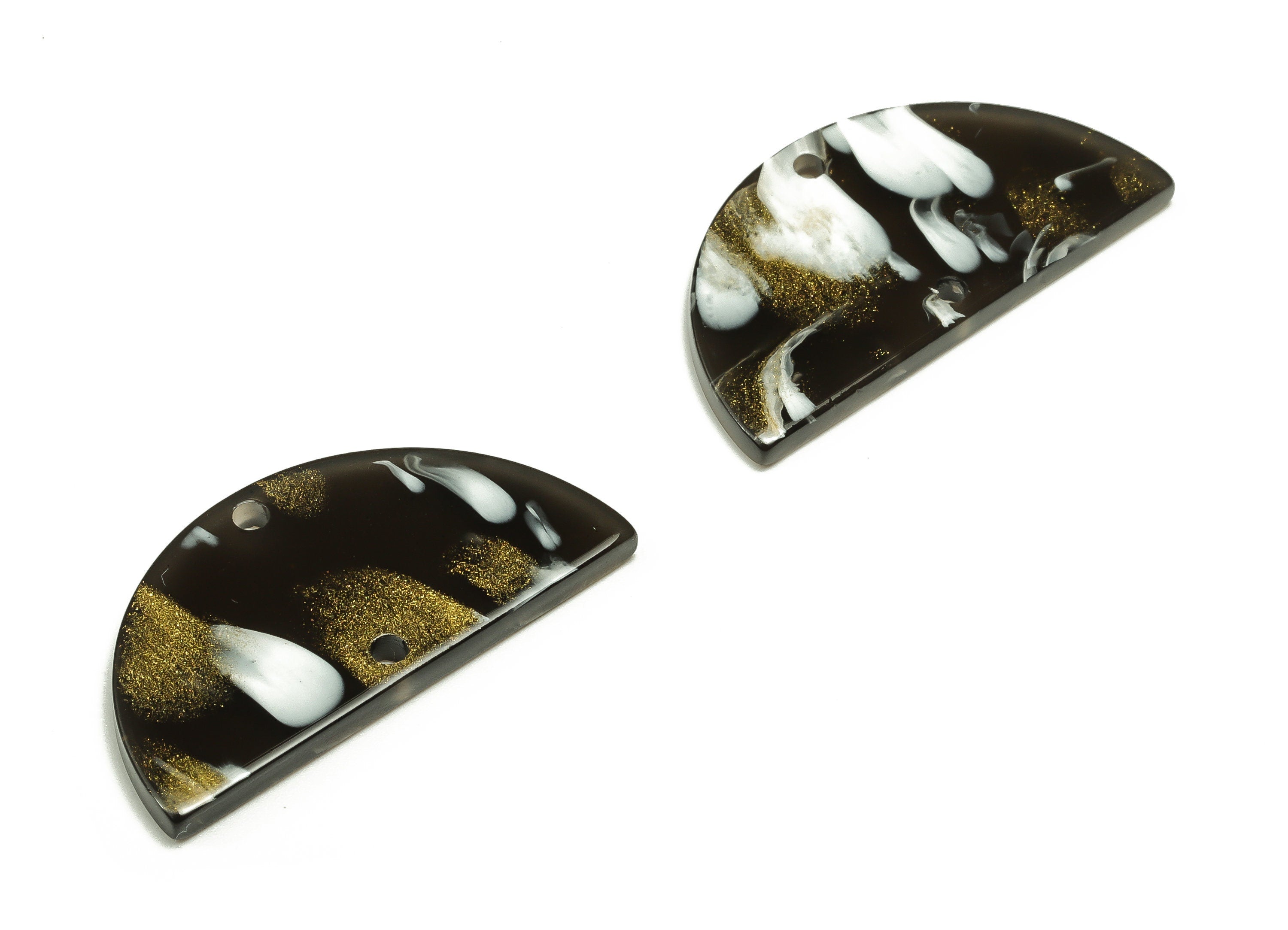 Acrylic Semicircle Earring Connectors - Acrylic Half Moon Charms - 2 Holes - Jewelry Supplies - Color Code:A693 - 33x17x2.5mm - AC1218-A693 - DOMEDBAZAAR