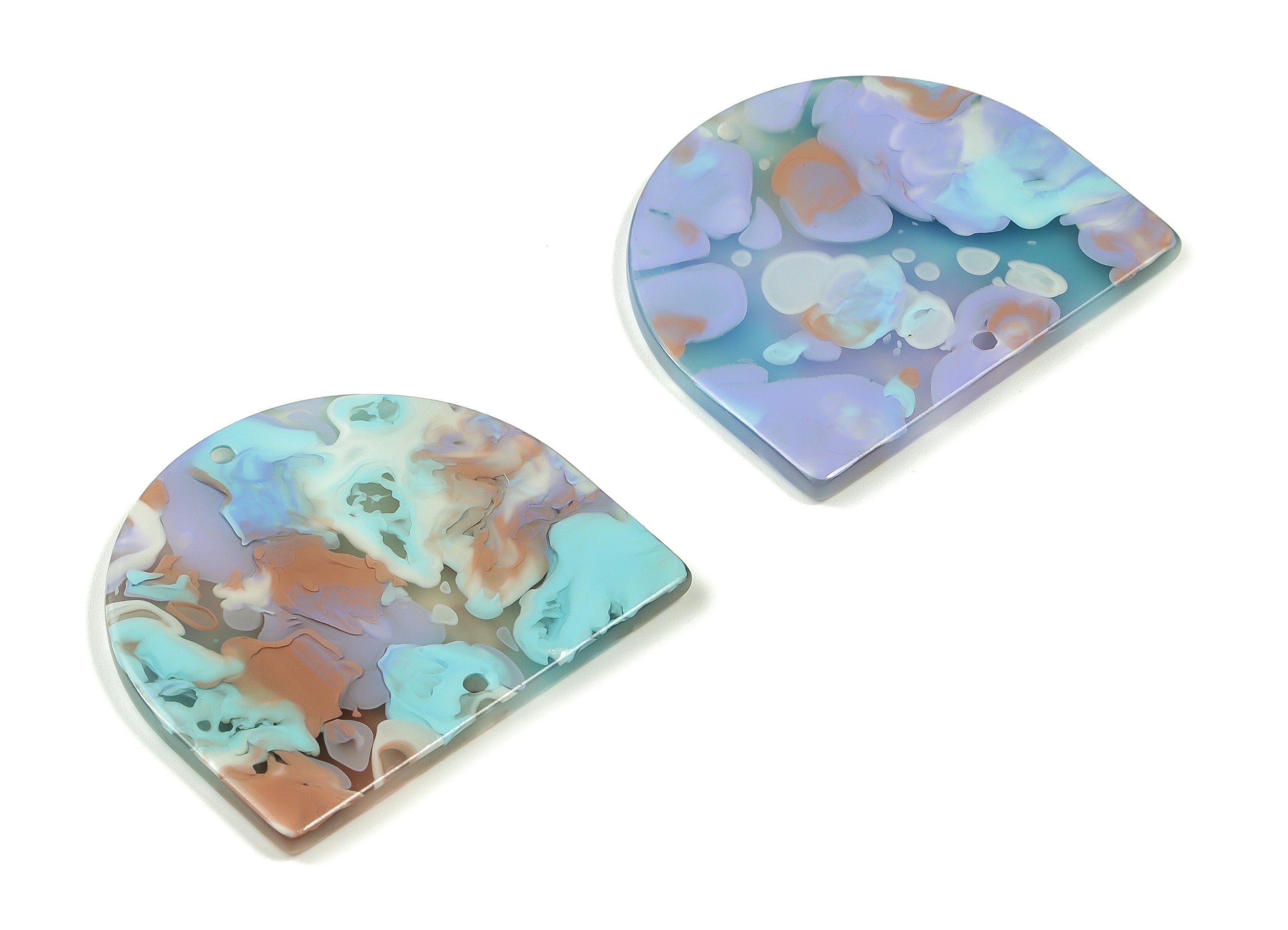 Acrylic D Earring Connector - Semi circle Pendant - Earring Findings - Jewelry Supplies - Color Code: A584 - 33.91x28.93x2.4mm - AC1634-A584 - DOMEDBAZAAR