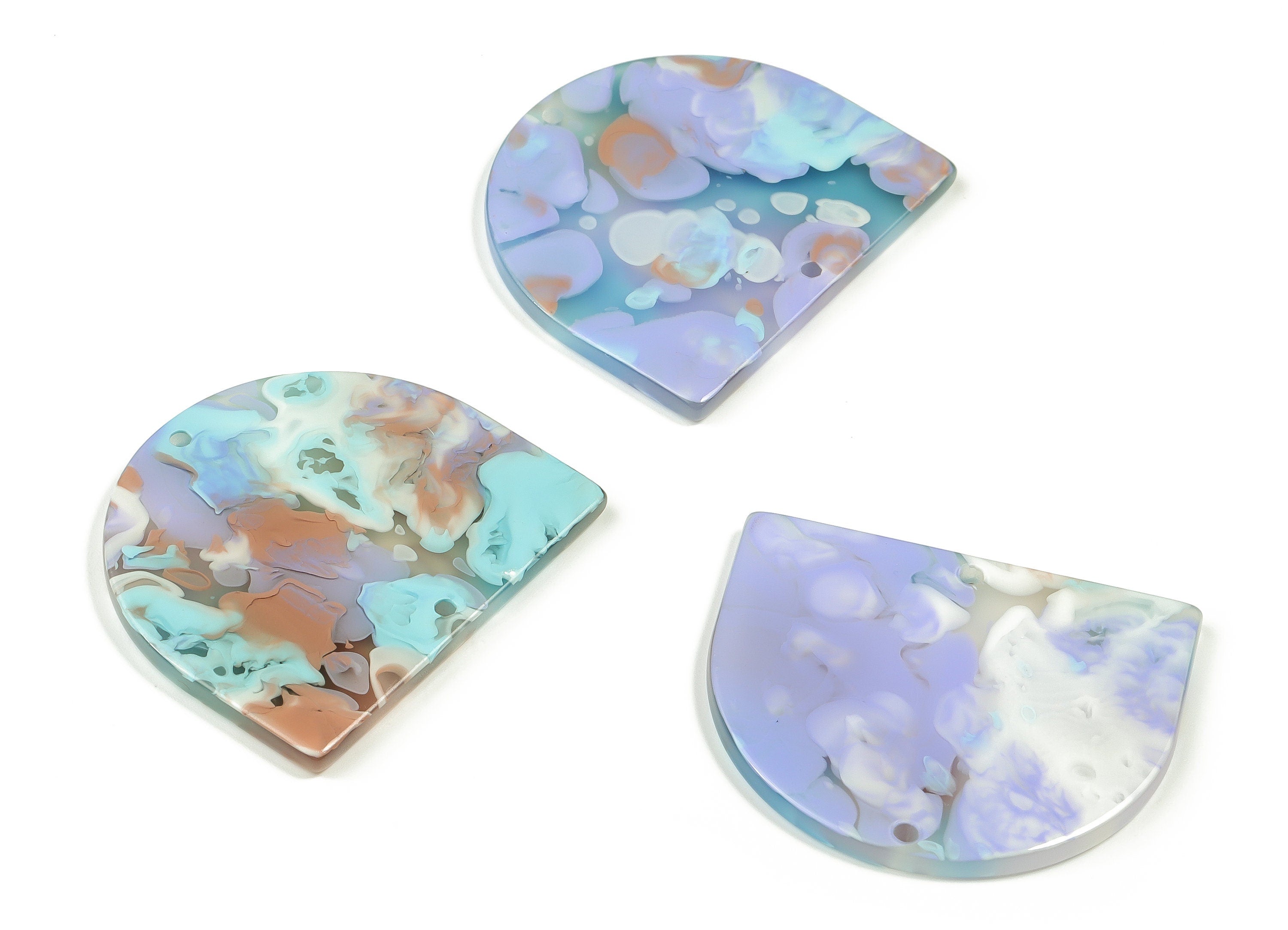 Acrylic D Earring Connector - Semi circle Pendant - Earring Findings - Jewelry Supplies - Color Code: A584 - 33.91x28.93x2.4mm - AC1634-A584 - DOMEDBAZAAR