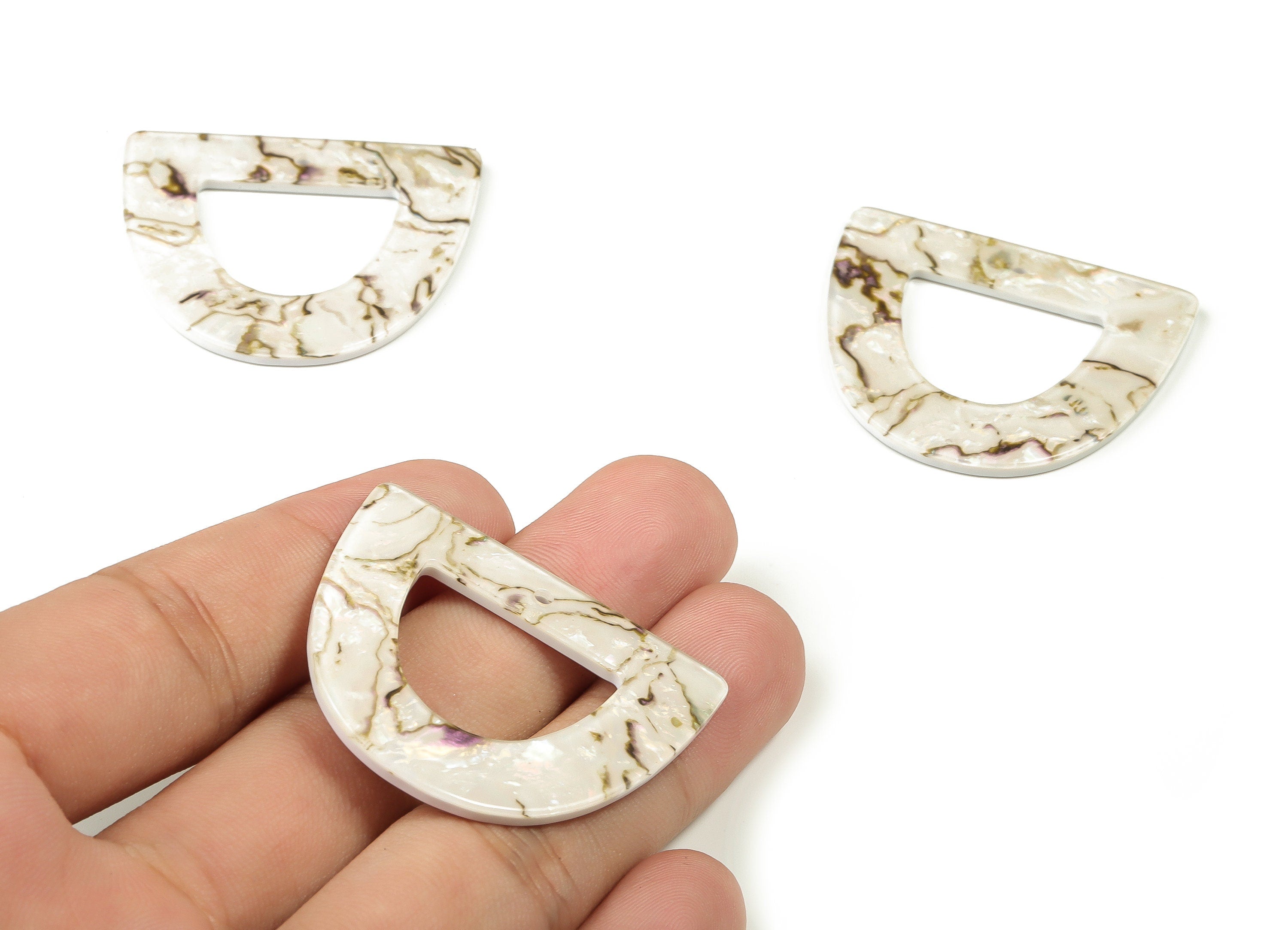 Acrylic D Earring Charms - Half EllipsePendant - Earring Findings - Jewelry Supplies - Color Code: A689 - 39.55x34.55x2.50mm - AC2325-A689 - DOMEDBAZAAR