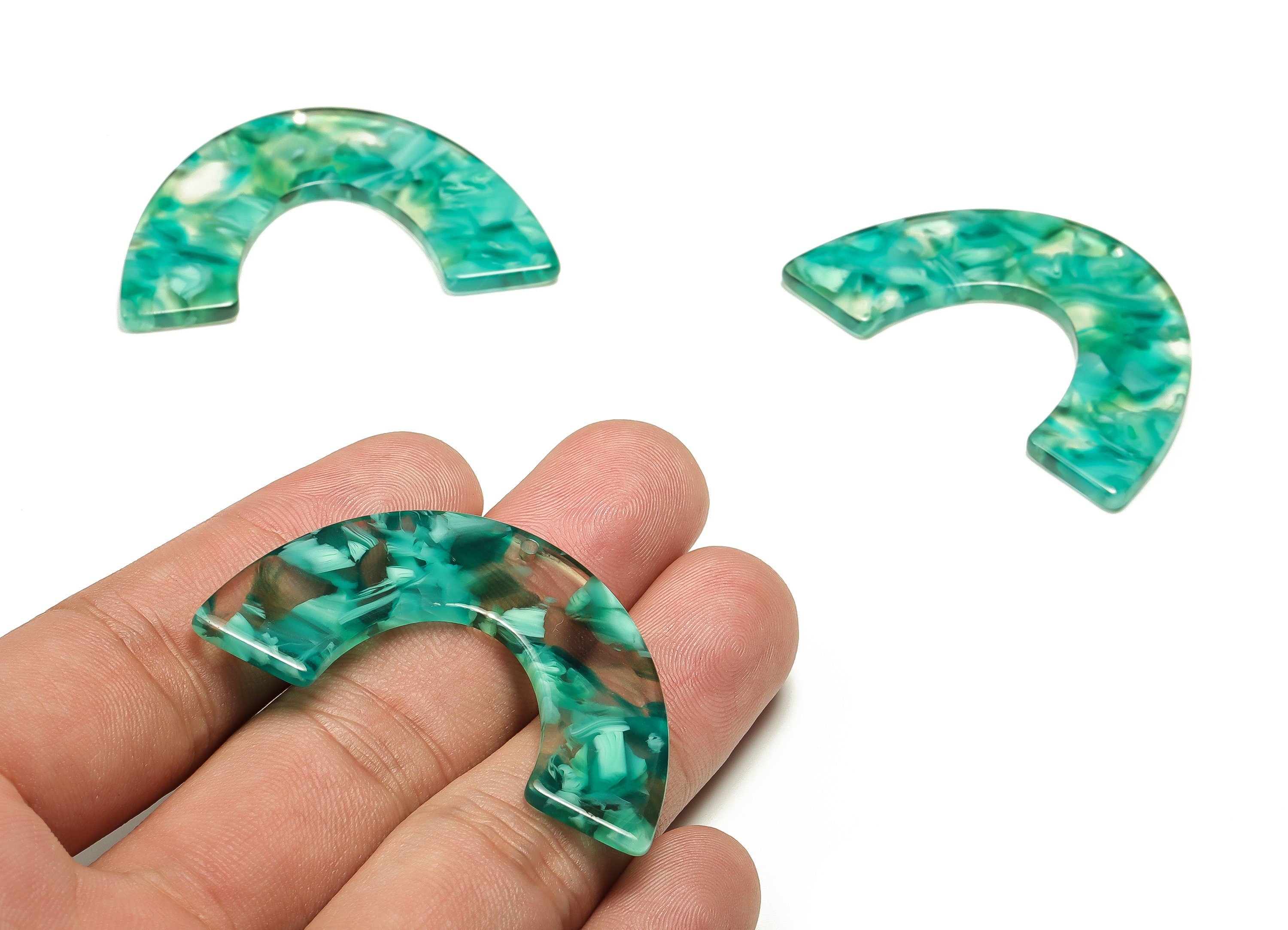 Acrylic Semicircle Earring Charm- Acrylic U Pendant - Earring Finding - Jewelry Supply - Color Code: A664 - 47.42x30.55x2.57mm - AC1095-A664 - DOMEDBAZAAR
