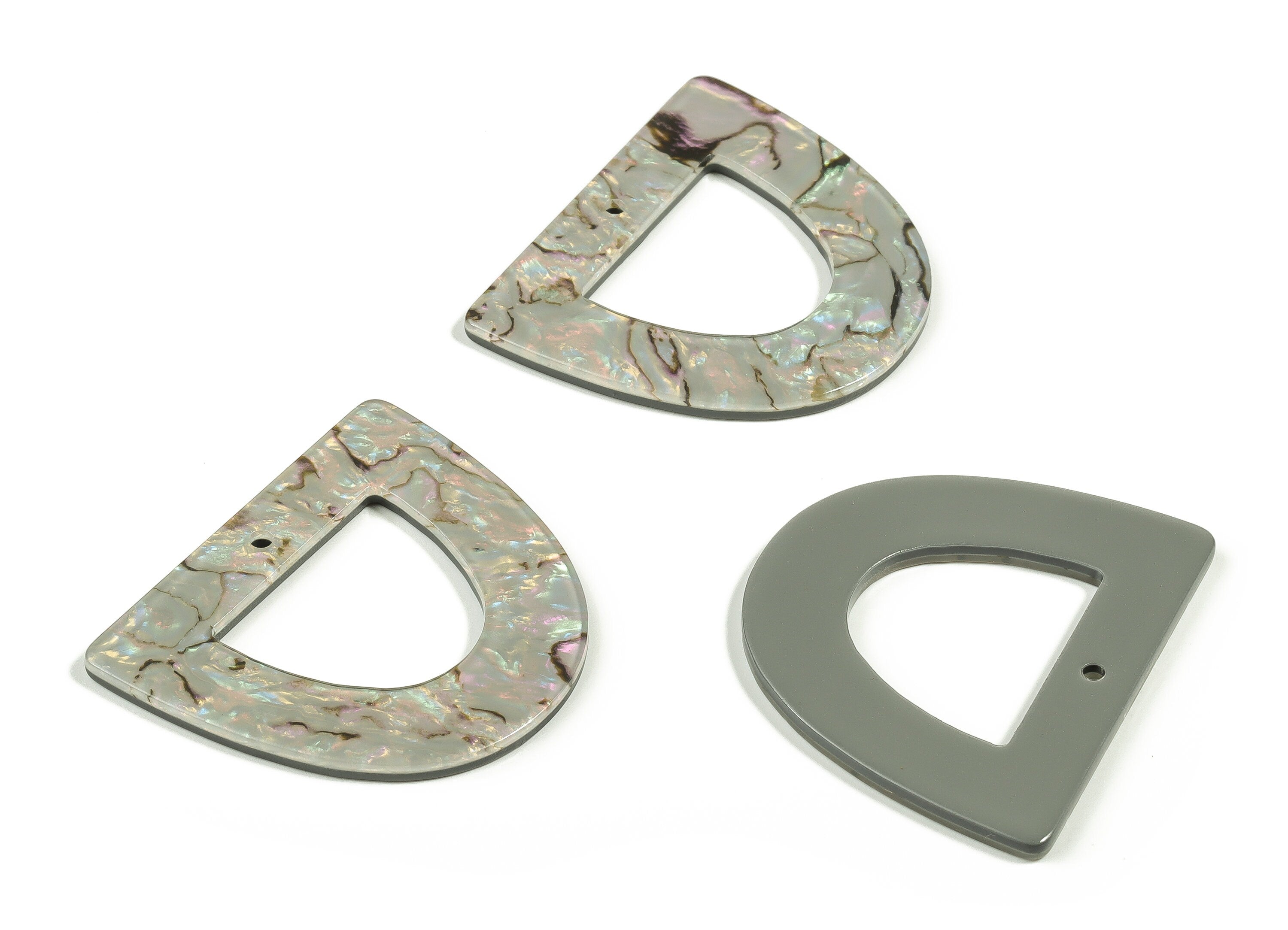 Acrylic D Earring Charms - Half EllipsePendant - Earring Findings - Jewelry Supplies - Color Code: A688 - 39.48x34.51x2.44mm - AC2325-A688 - DOMEDBAZAAR