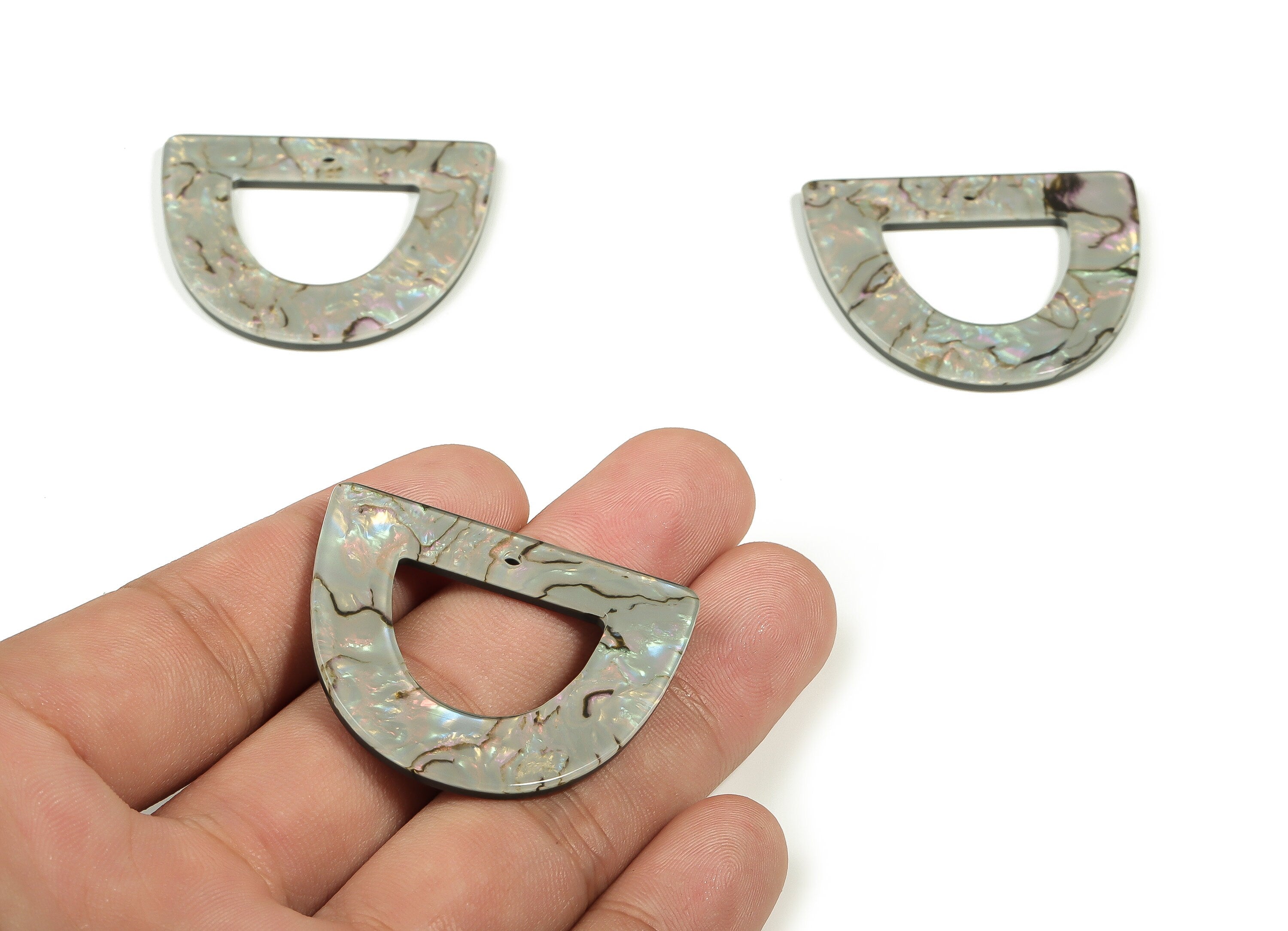 Acrylic D Earring Charms - Half EllipsePendant - Earring Findings - Jewelry Supplies - Color Code: A688 - 39.48x34.51x2.44mm - AC2325-A688 - DOMEDBAZAAR