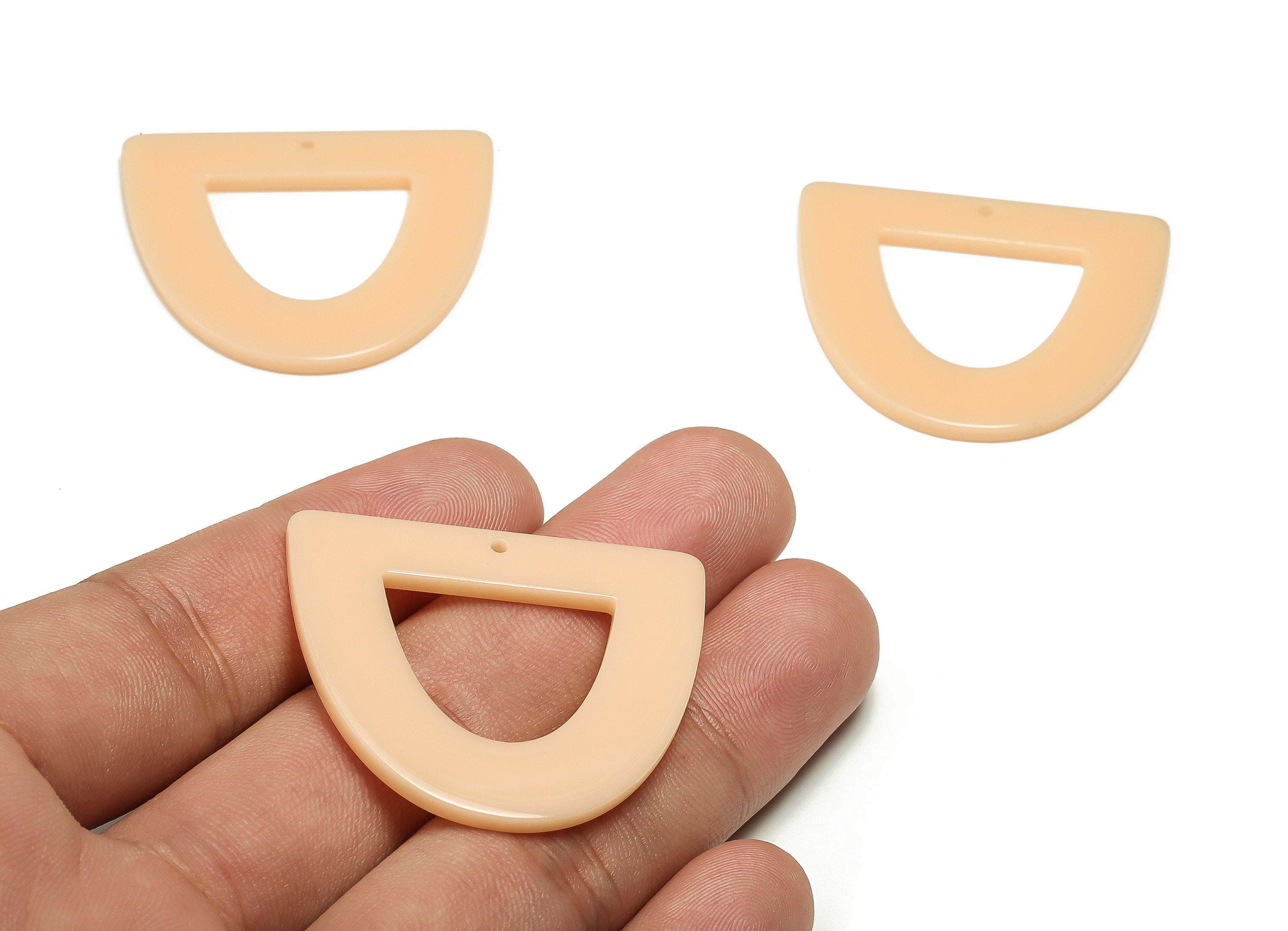 Acrylic D Earring Charms - Half Ellipse Pendant - Earring Findings - Jewelry Supplies - Color Code: A696- 39.33x34.22x2.16mm - AC2327-A696 - DOMEDBAZAAR