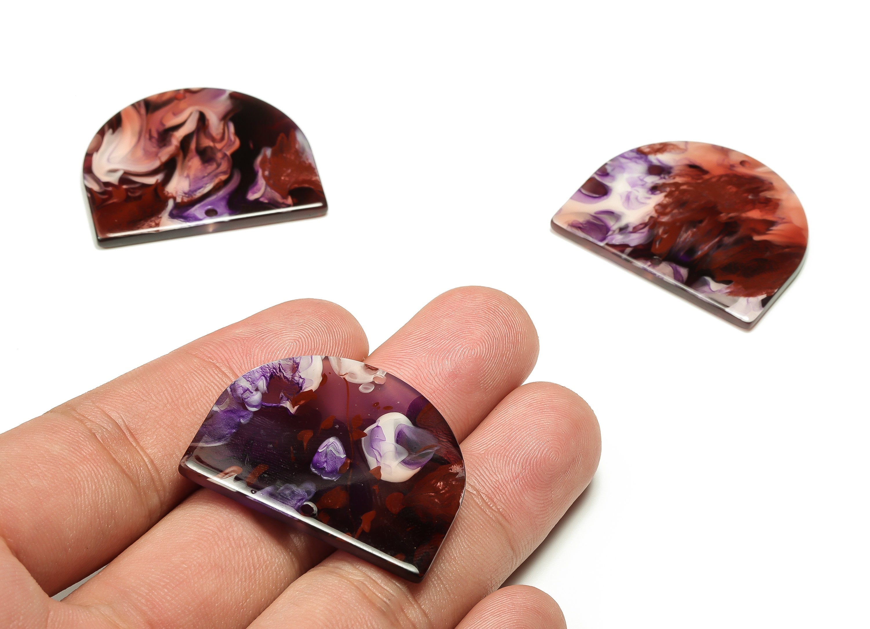 Acrylic D Earring Charms - Acrylic D Shape Pendant - Jewelry Supplies - Earring Finding - Color Code: A680 -34.04x28.9x2.63mm - AC1634-A680 - DOMEDBAZAAR