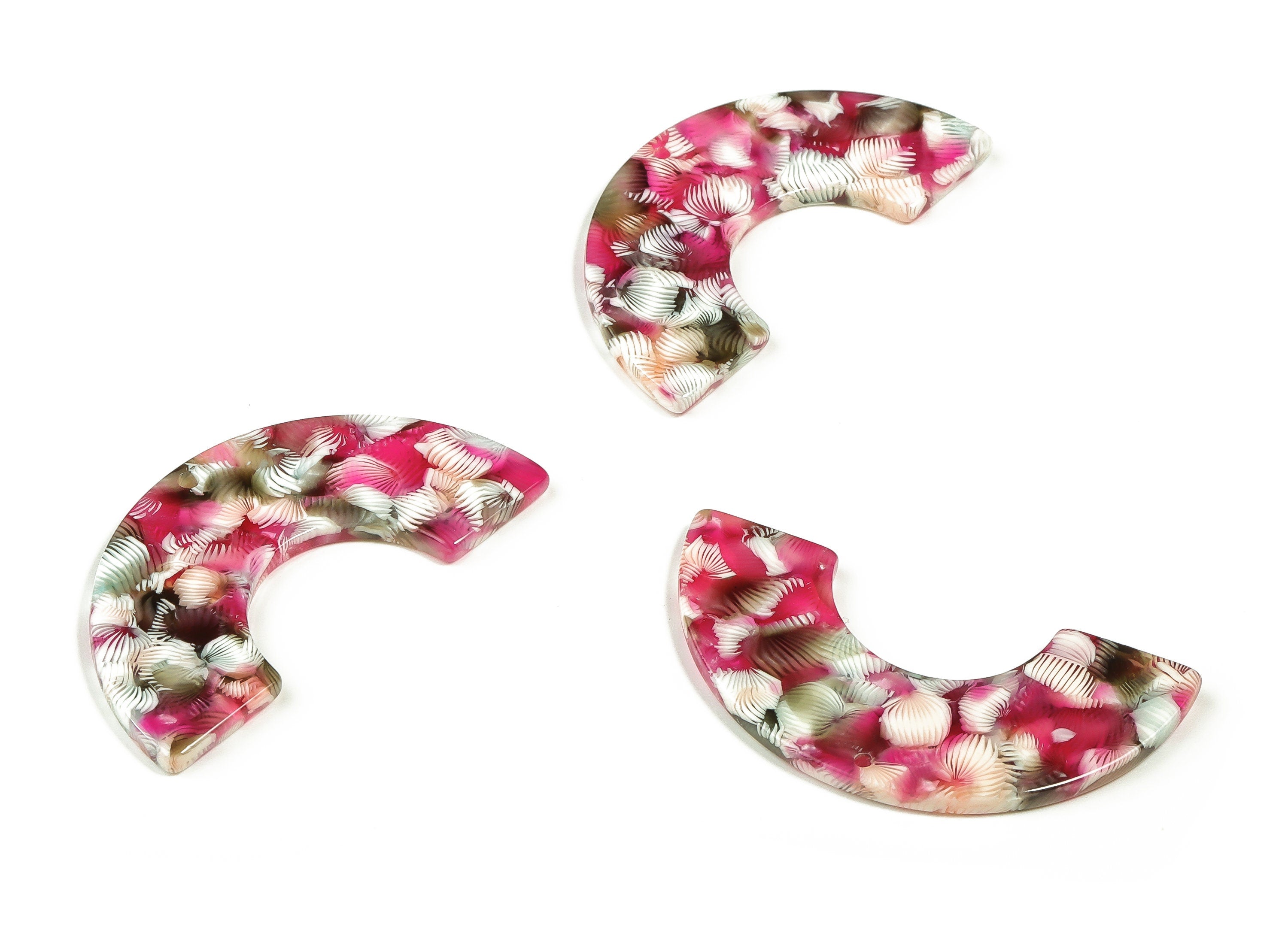 Acrylic Semicircle Earring Charm- Acrylic U Pendant - Earring Finding - Jewelry Supplies -Color Code: A663-46.51x23.54x2.59mm -AC2329-A663 - DOMEDBAZAAR