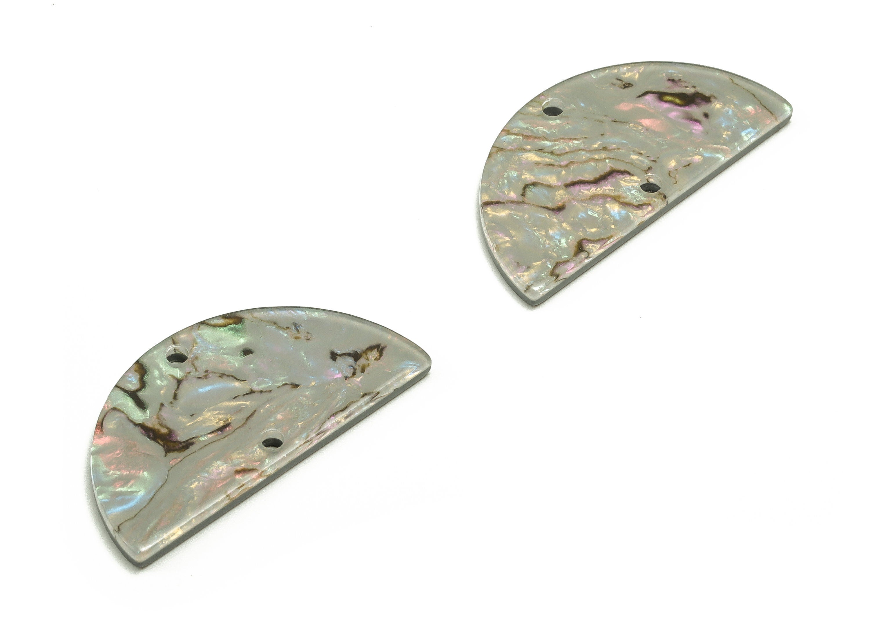 Acrylic D Earring Connector - Semi Circle Earring Connector - 2 Holes- Jewelry Supplies - Color Code:A688 - 33.57x16.79x2.37mm - AC1218-A688 - DOMEDBAZAAR