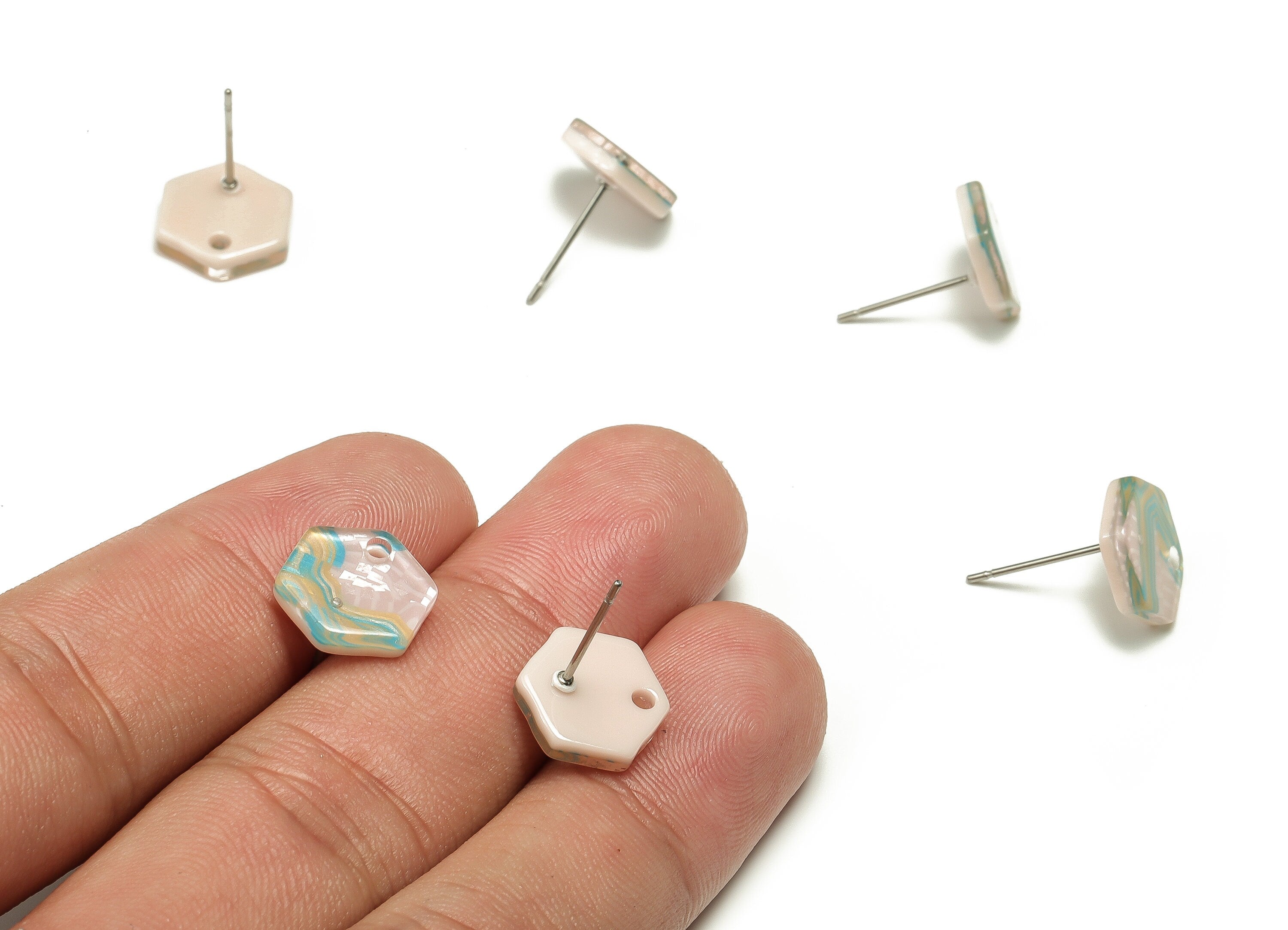 Acrylic Earring Stud - Acrylic Earring Post - Hexagon Shaped Earrings - Jewelry supplies -Color Code:A579 - 12.43x10.75x2.87mm - AC1633-A579 - DOMEDBAZAAR