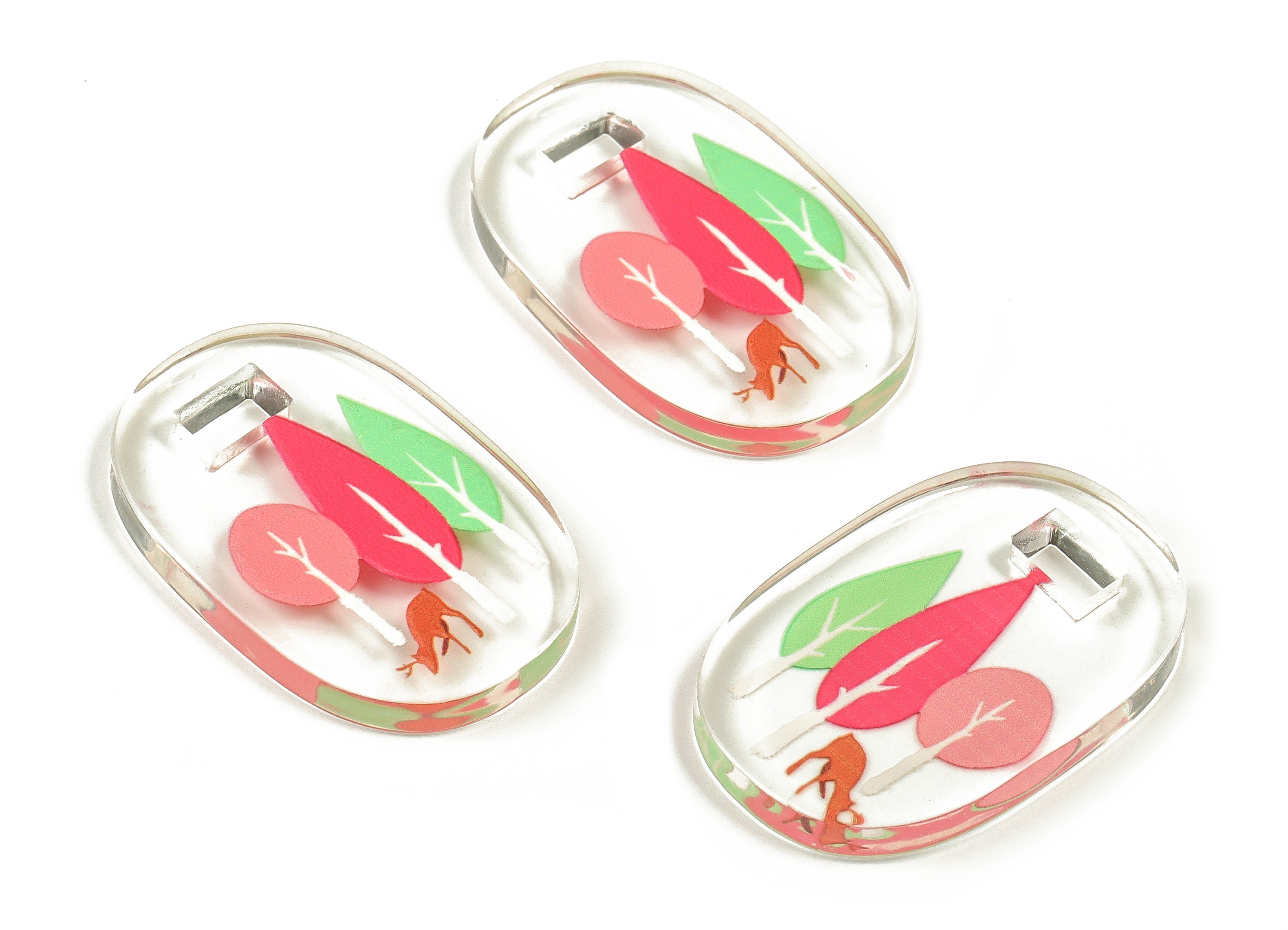 Acrylic Oval Earring Charm - Acrylic Deer Pendant Charm - Acrylic Transparent Tree Pendant - Jewelry Supplies - 33.97x22.3x3.73mm - AC2300 - DOMEDBAZAAR