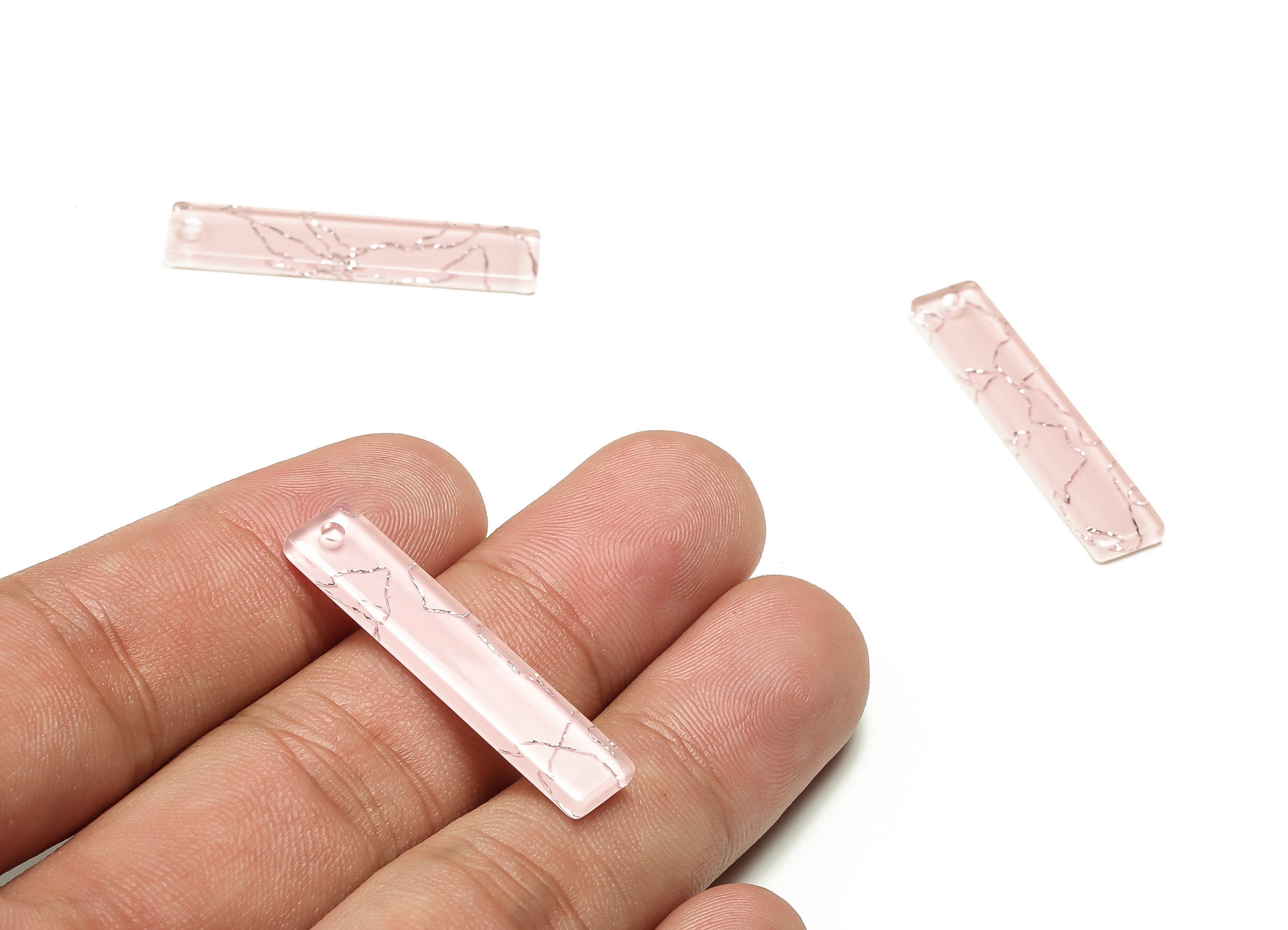 Thin Bar Rectangle Pendant - Acrylic Bar Earrings Charms - Long Strip Earrings Findings - Color Code: A683 - 34.01x7.05x1.93mm - AC1026-A683 - DOMEDBAZAAR