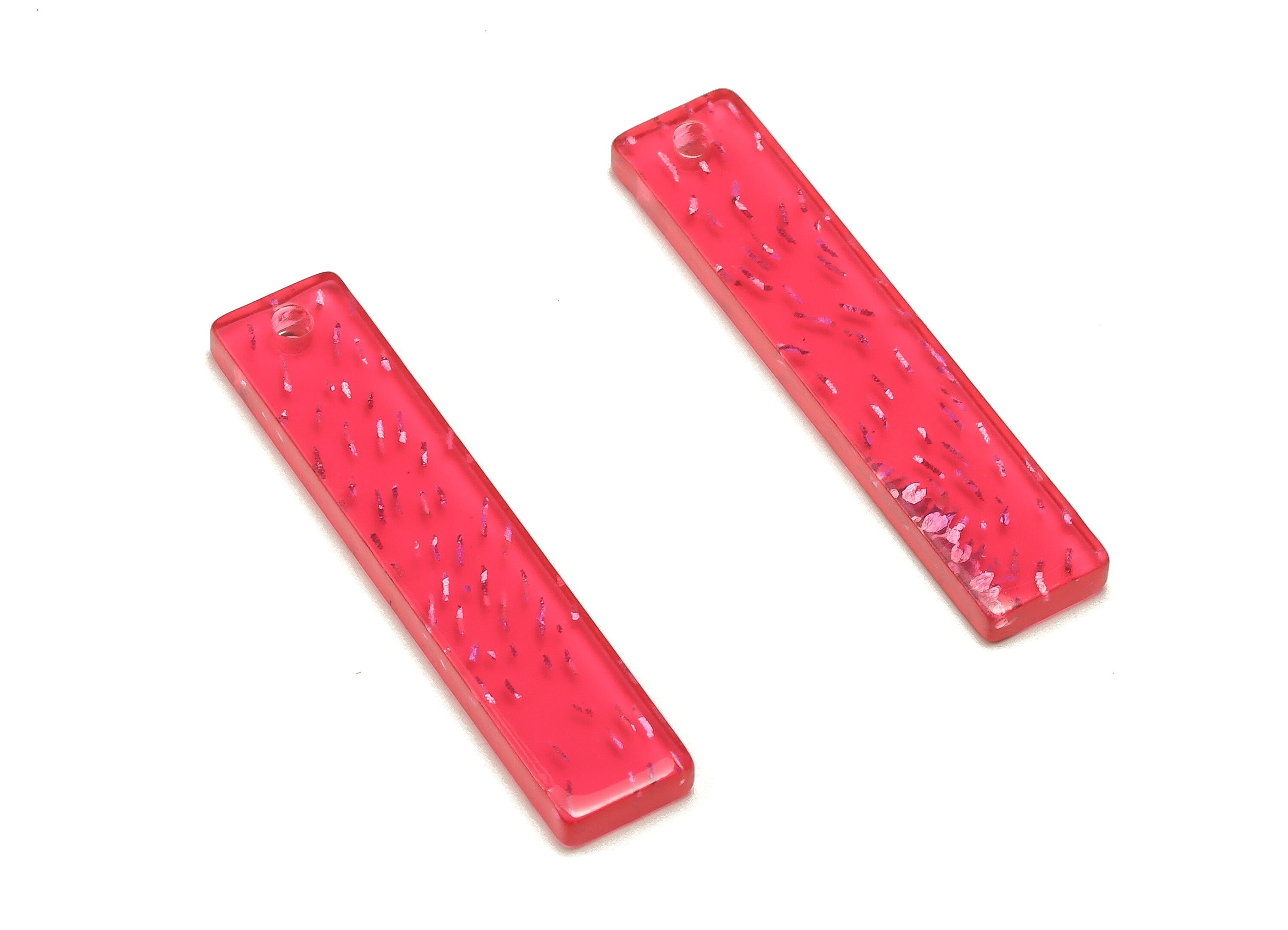 Acrylic Bar Earrings Charms - Thin Bar Rectangle Pendant - Long Strip Earrings Findings - Color Code: A684 - 34.18x7.10x2.37mm - AC1026-A684 - DOMEDBAZAAR
