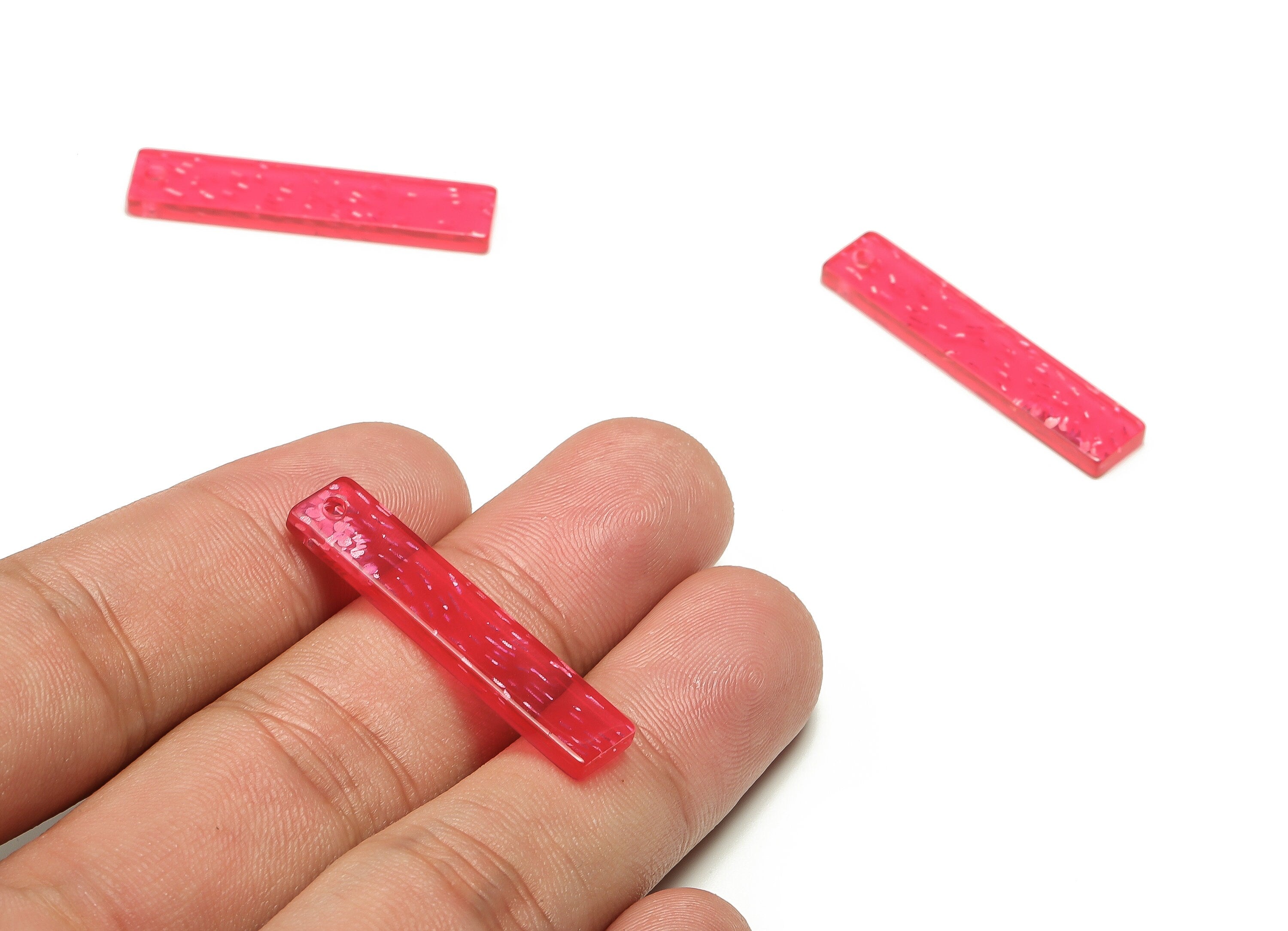 Acrylic Bar Earrings Charms - Thin Bar Rectangle Pendant - Long Strip Earrings Findings - Color Code: A684 - 34.18x7.10x2.37mm - AC1026-A684 - DOMEDBAZAAR