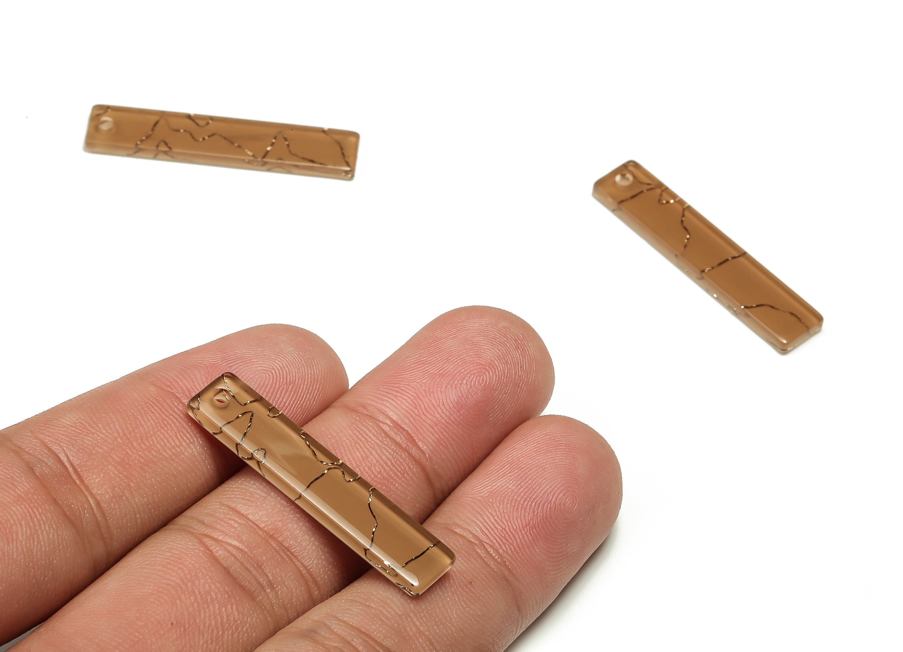 Thin Bar Rectangle Pendant - Acrylic Bar Earrings Charms - Long Strip Earrings Findings - Color Code: A685 - 34.03x7.09x2.12mm - AC1026-A685 - DOMEDBAZAAR